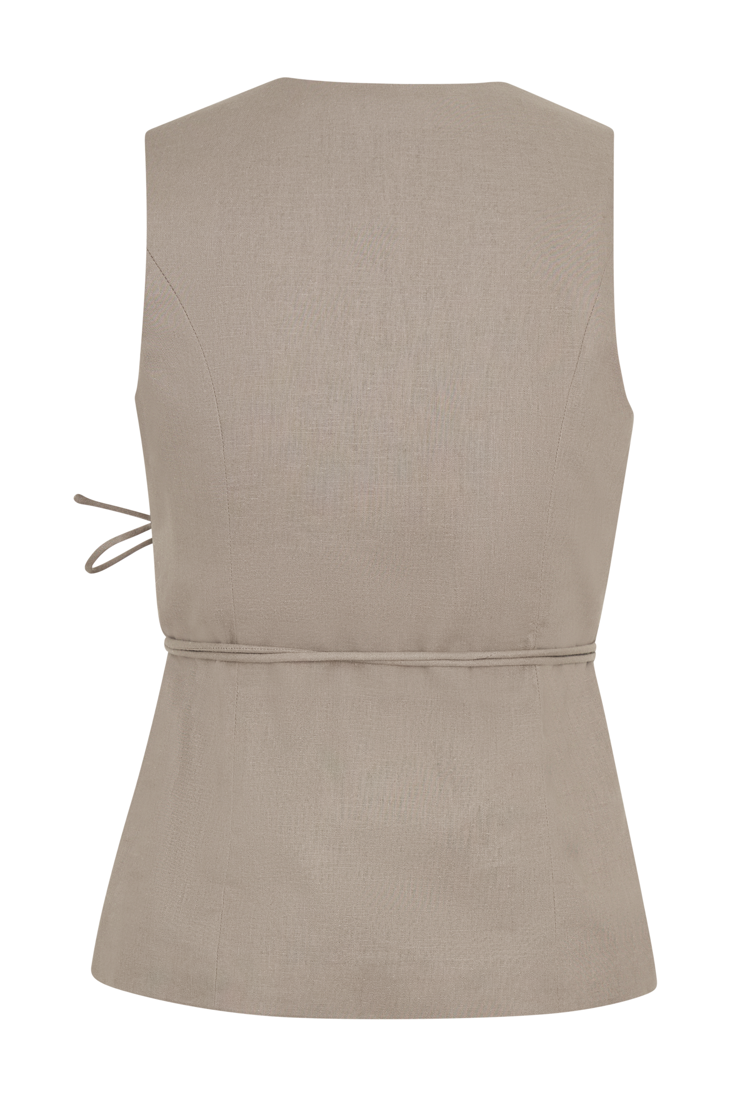 Brandi Linen Sleeveless Wrap Top - Pebble #7