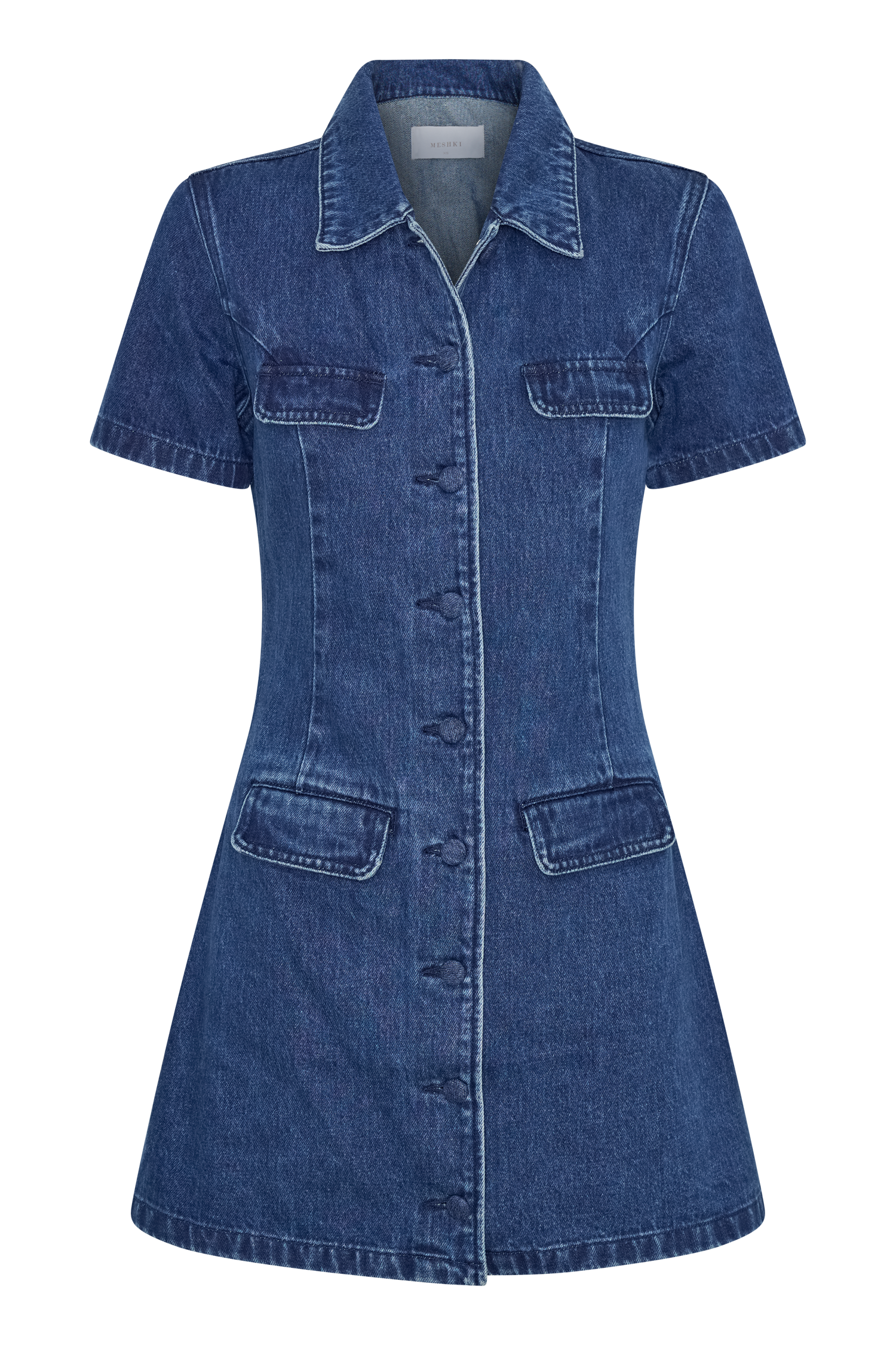 Leighton Denim Button Down Mini Dress - Dark Blue #7