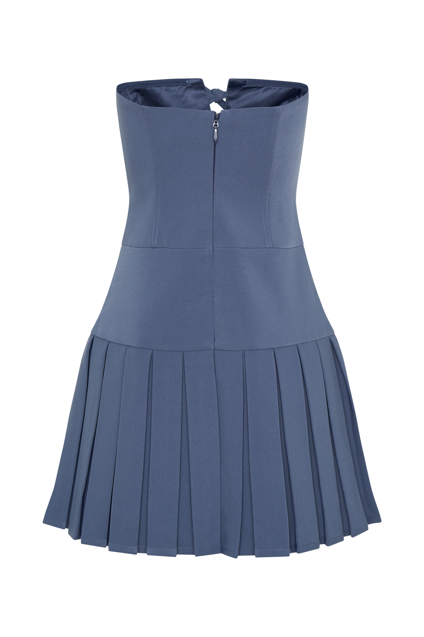 Naya Pleated Mini Dress With Ties - Steel