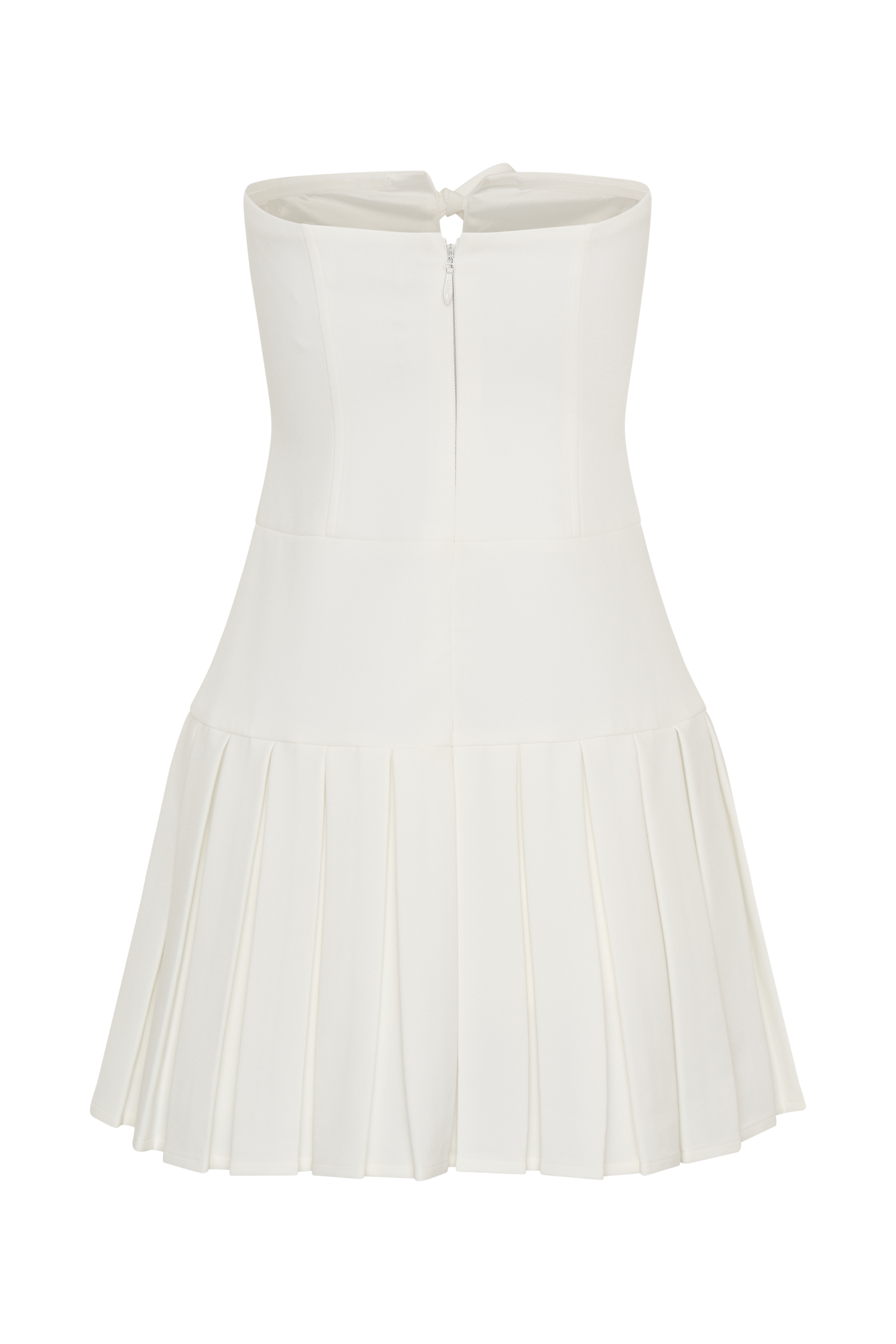 Naya Pleated Mini Dress With Ties - White #8