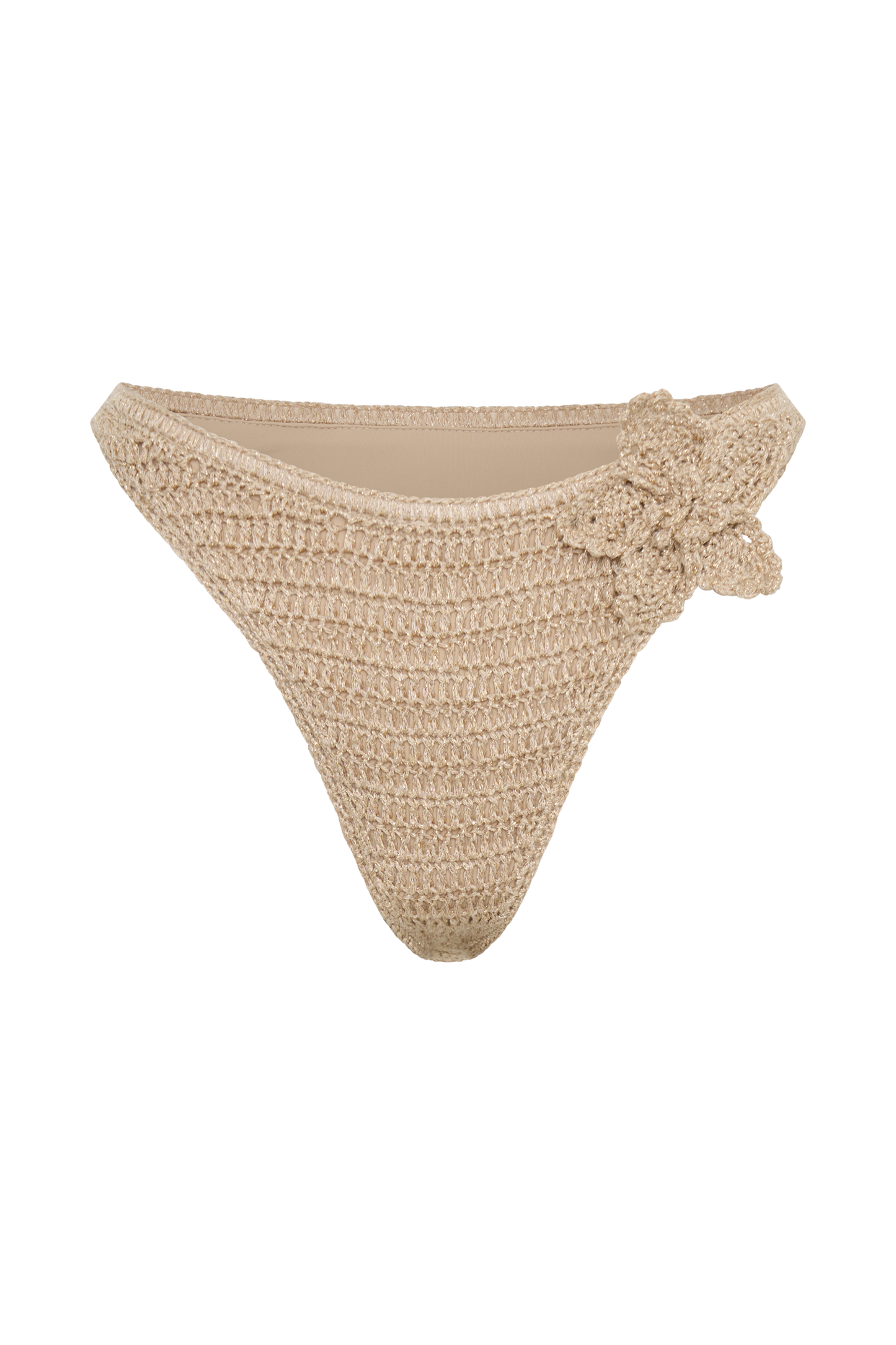 Skye Floral Crochet Tie Up Bikini Bottom - Gold