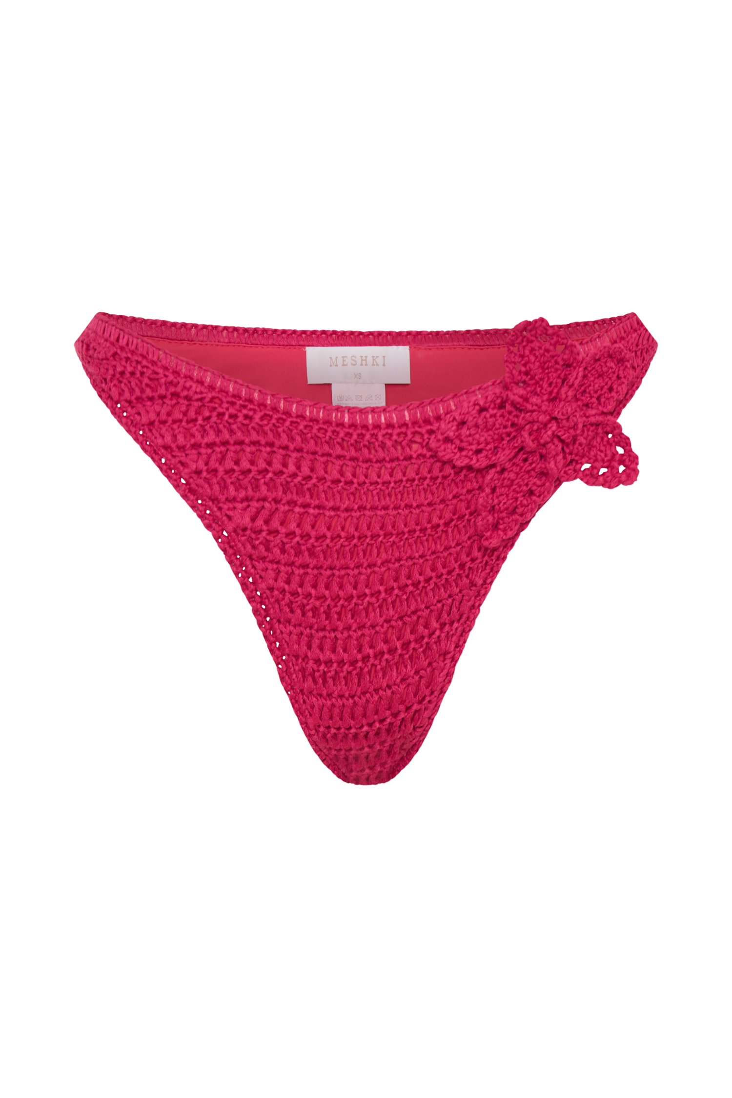 Skye Floral Crochet Tie Up Bikini Bottom - Pink Cherry #10