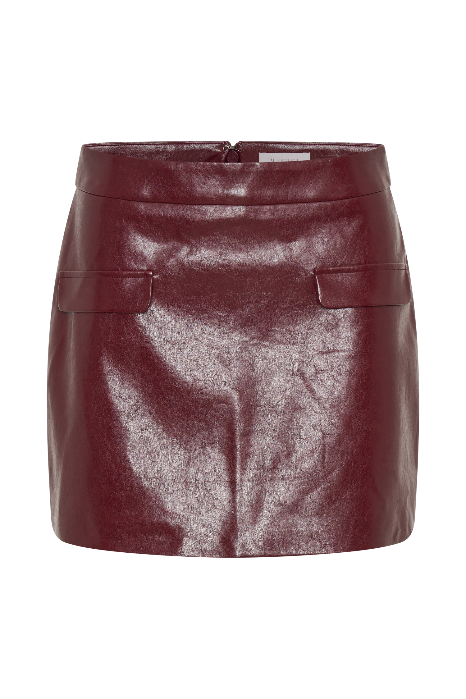 Coralia Faux Leather Bubble Mini Skirt - Cherry Red #13