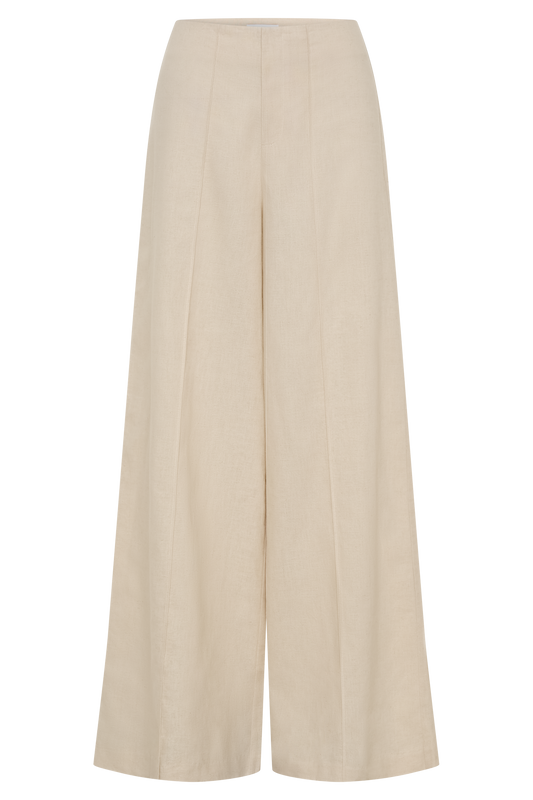 Brandi Linen Straight Leg Pant - Wheat Marle