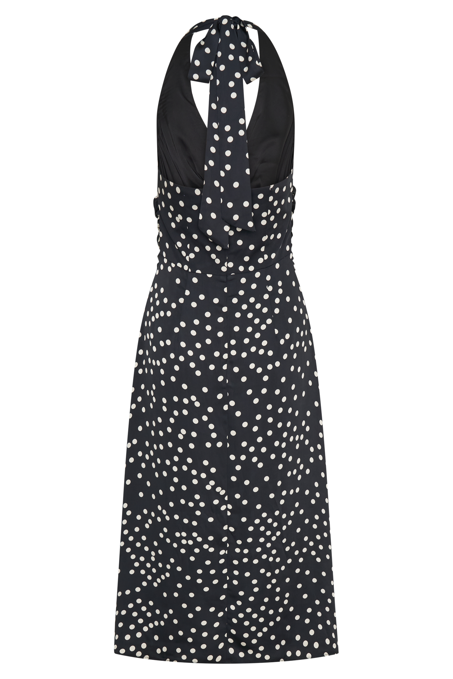Marguerite Satin Halter Midi Dress - Black Polka Dot Print #6