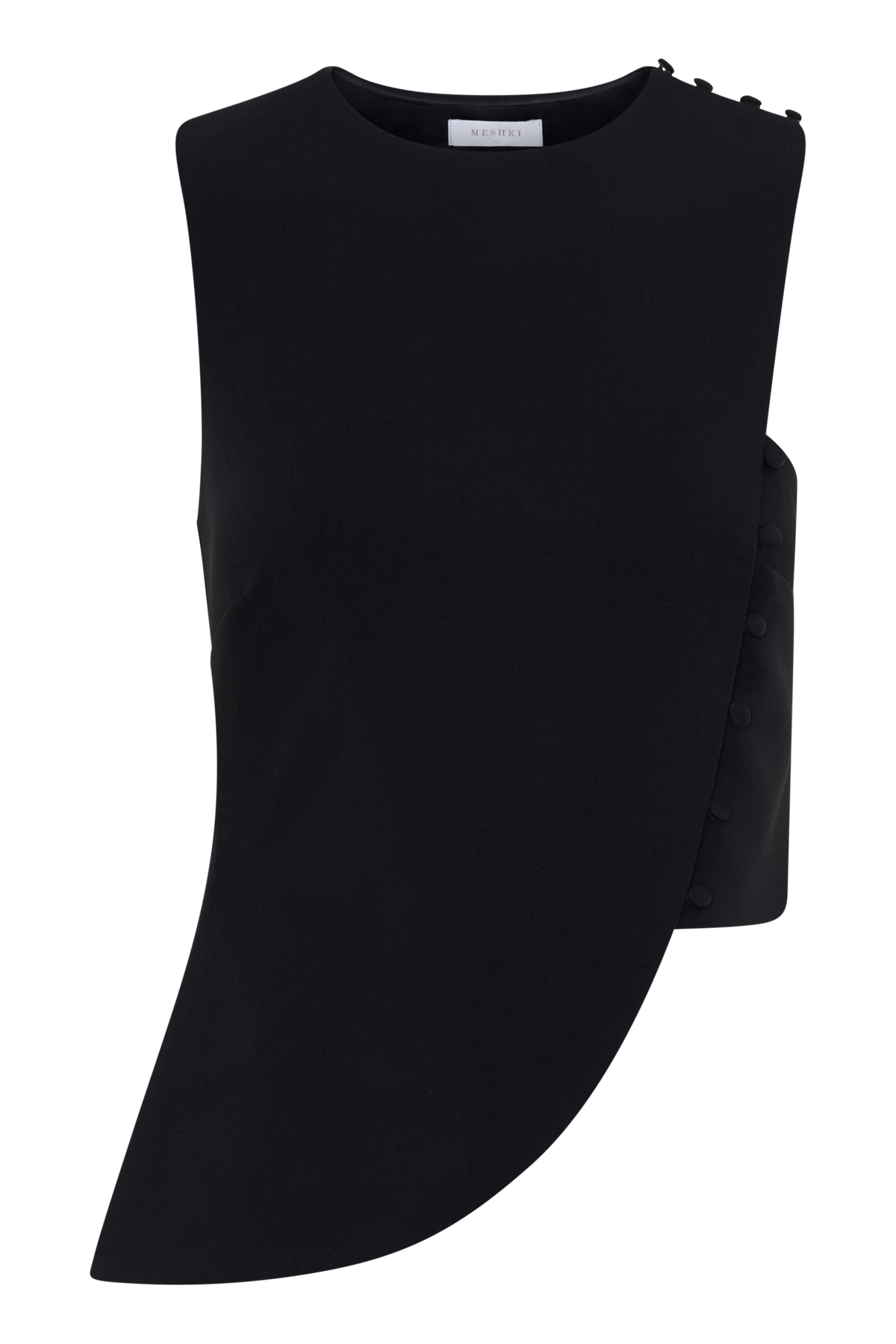 Astrid Asymmetric Sleeveless Suiting Top - Black #10