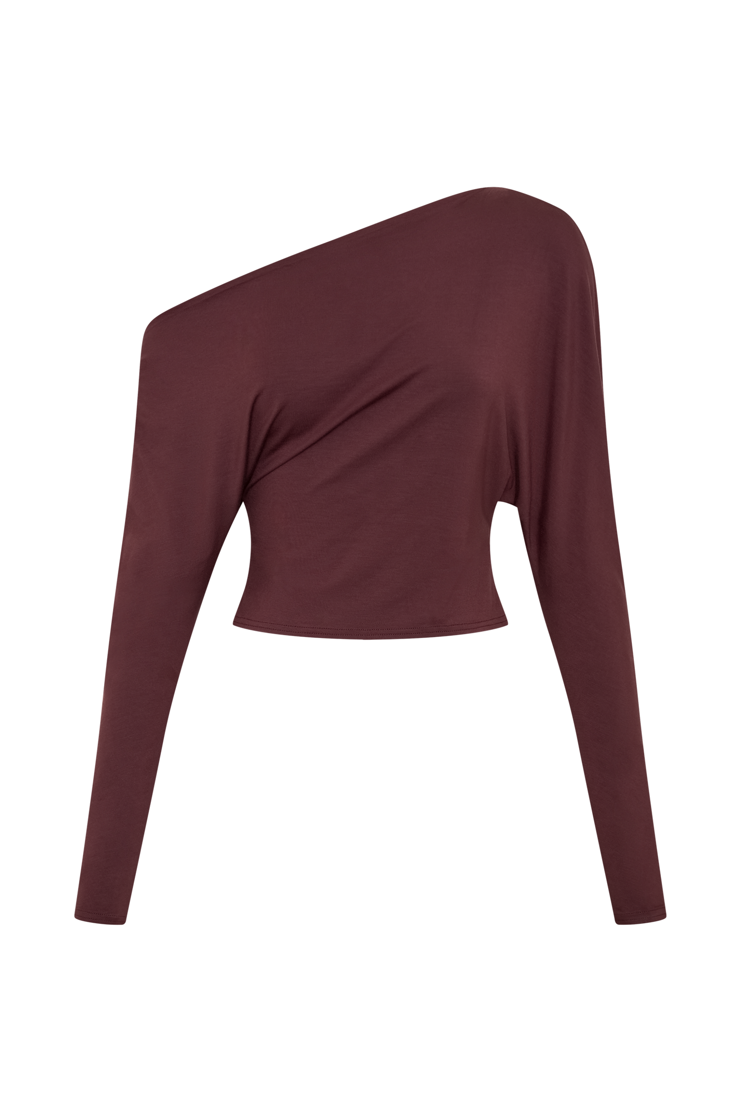 Yasmin Asymmetrical Long Sleeve Top - Mahogany