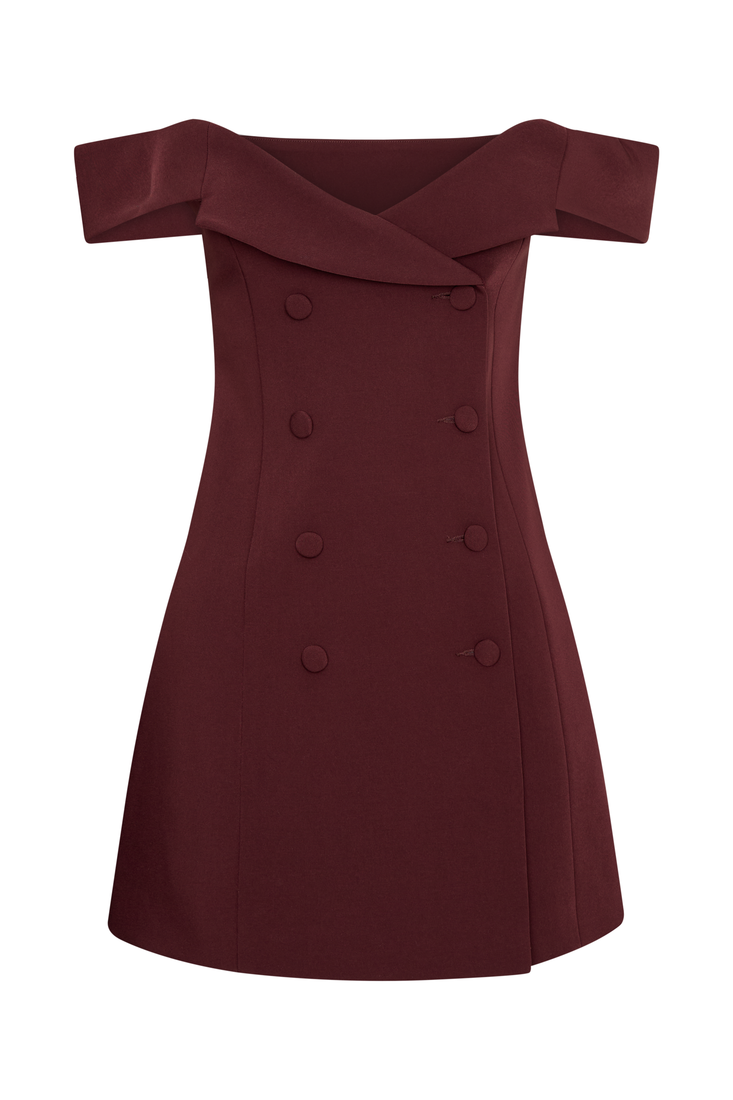 Noelle Off Shoulder Suiting Mini Dress - Mahogany #12