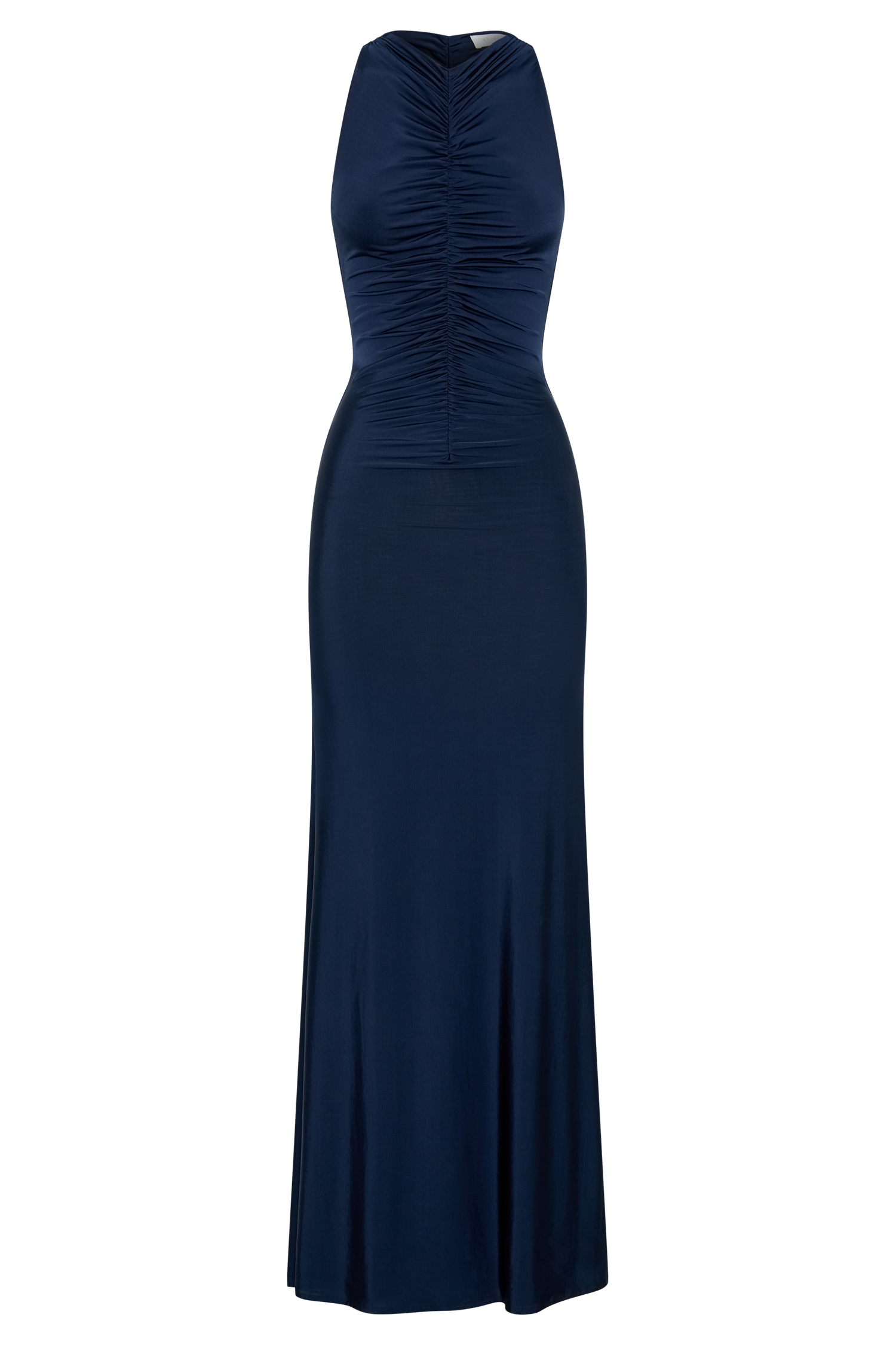 Priya Slinky Ruched Halter Maxi Dress - Navy #8