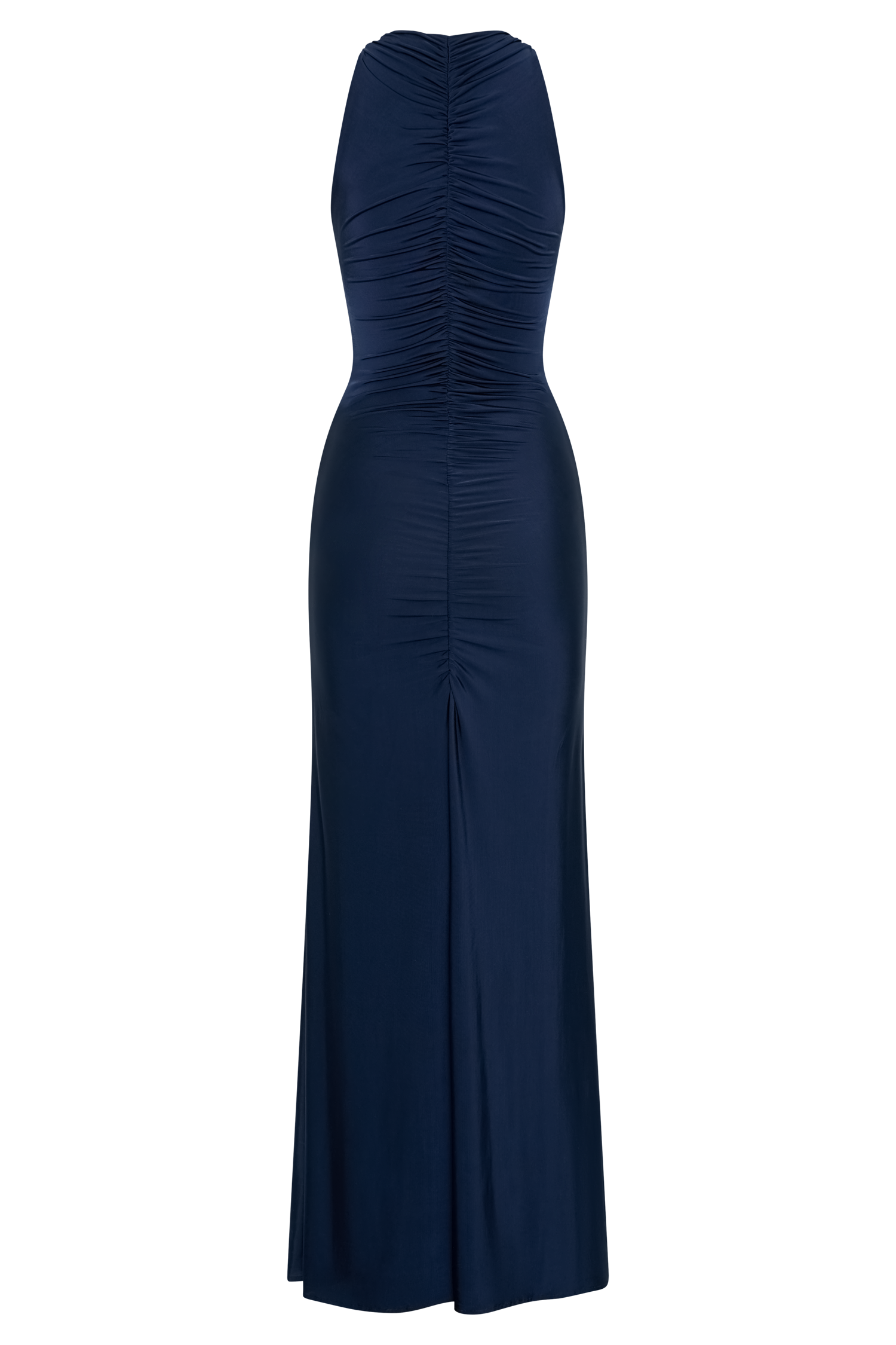 Priya Slinky Ruched Halter Maxi Dress - Navy #7
