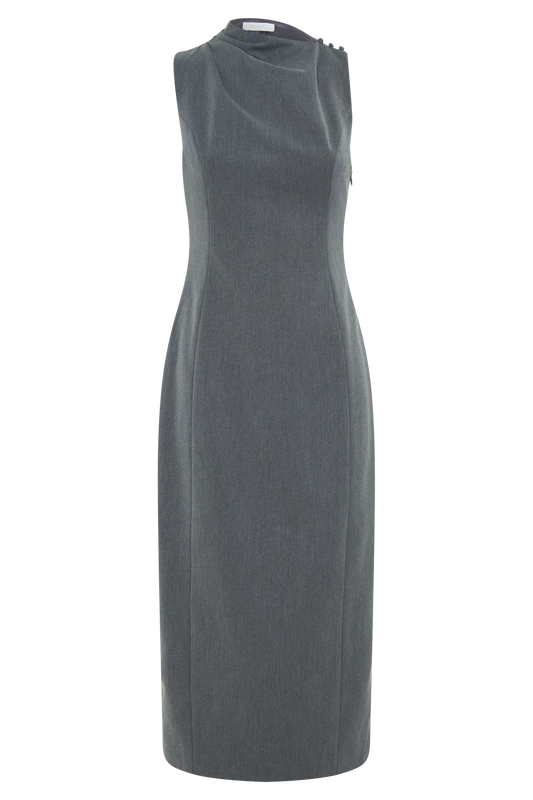 Taylor Draped Crepe Maxi Dress - Charcoal Marle