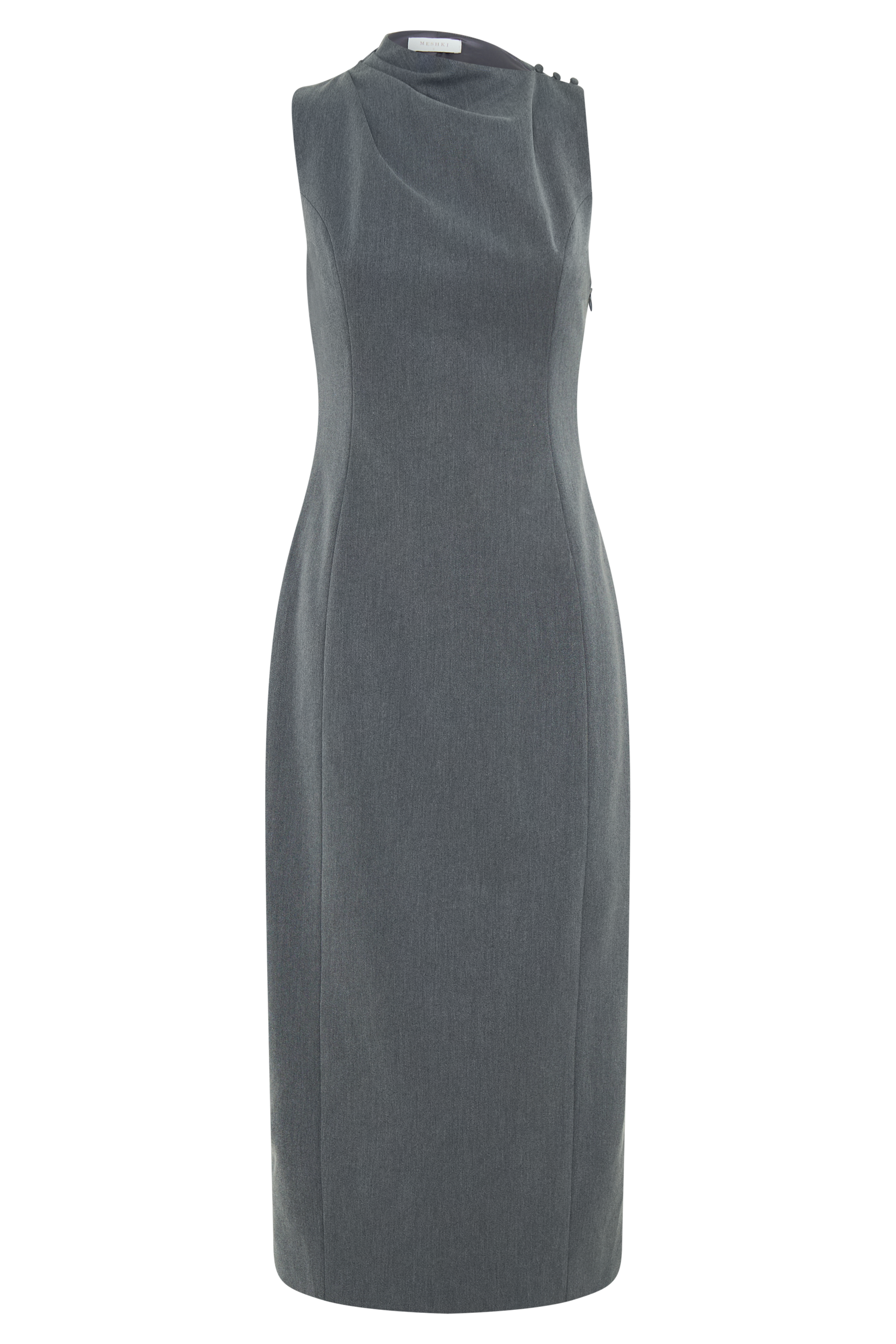 Taylor Draped Crepe Midi Dress - Charcoal Marle #11
