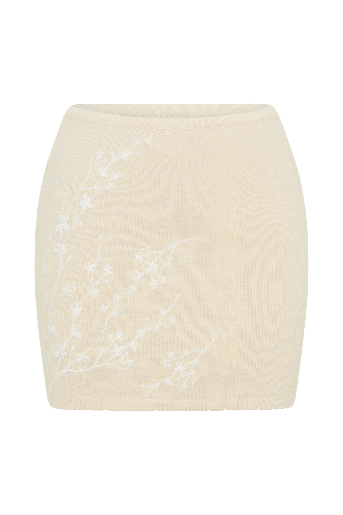 Monroe Embroidered Knit Mini Skirt - Cream And Ivory