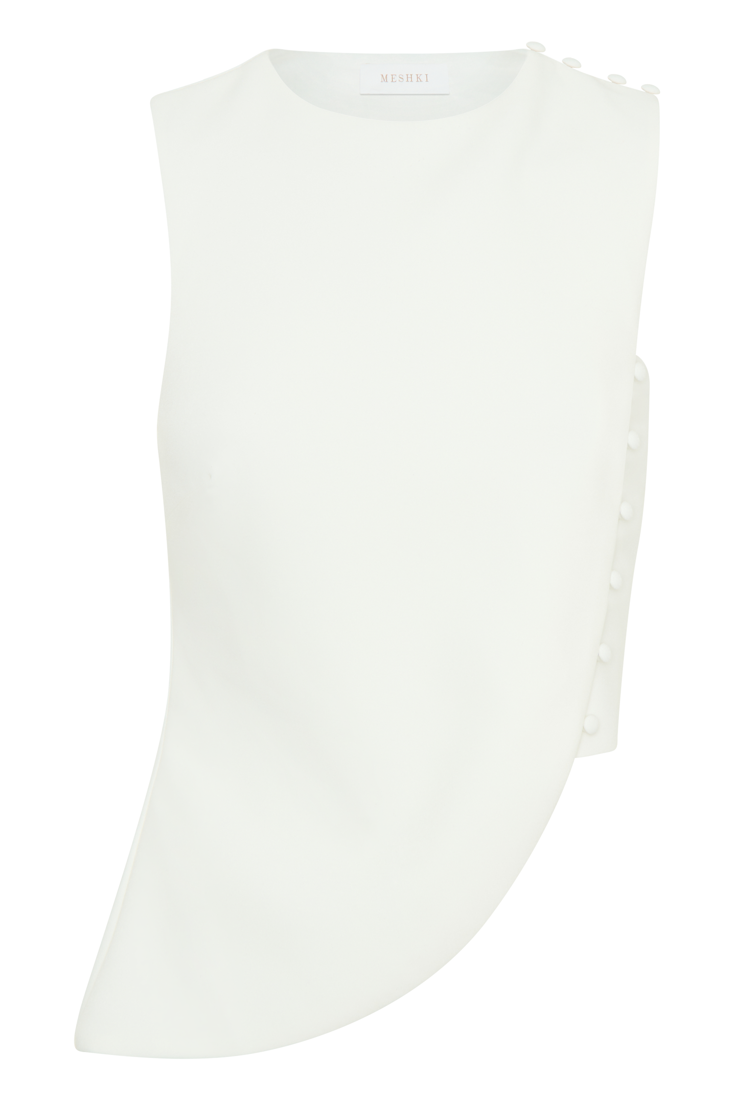 Astrid Asymmetric Sleeveless Suiting Top - White #9