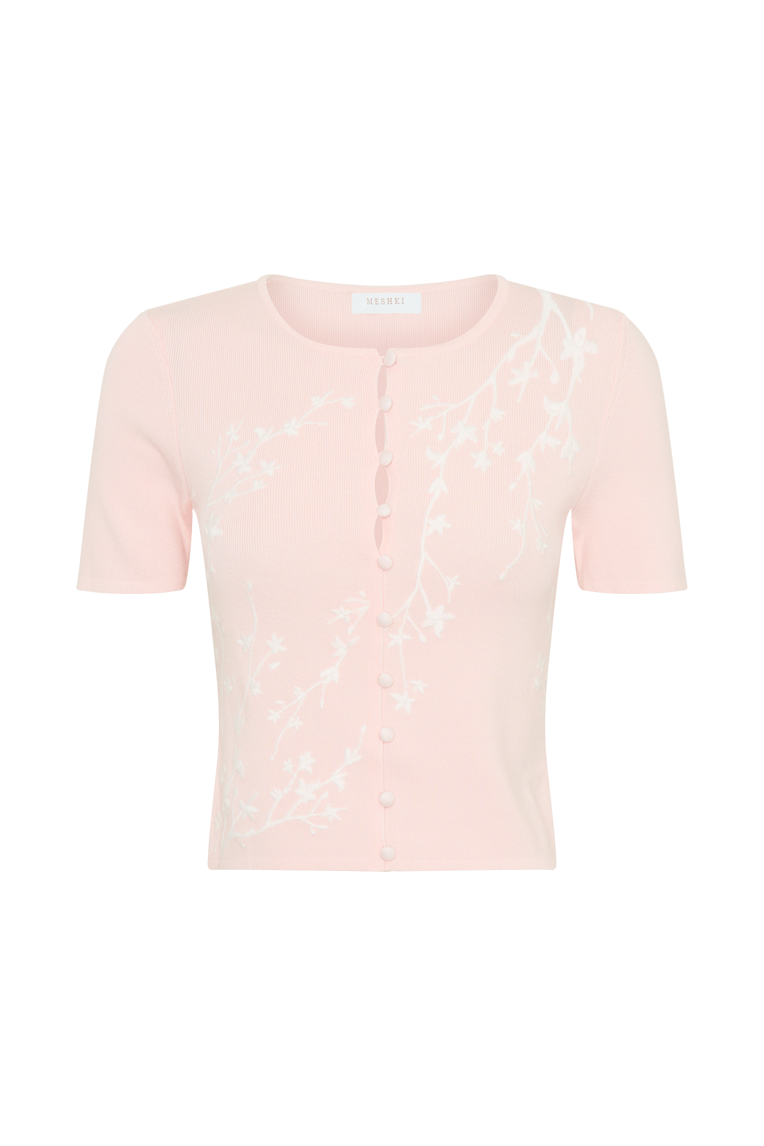 Monroe Embroidered Knit Top - Baby Pink And Ivory #8