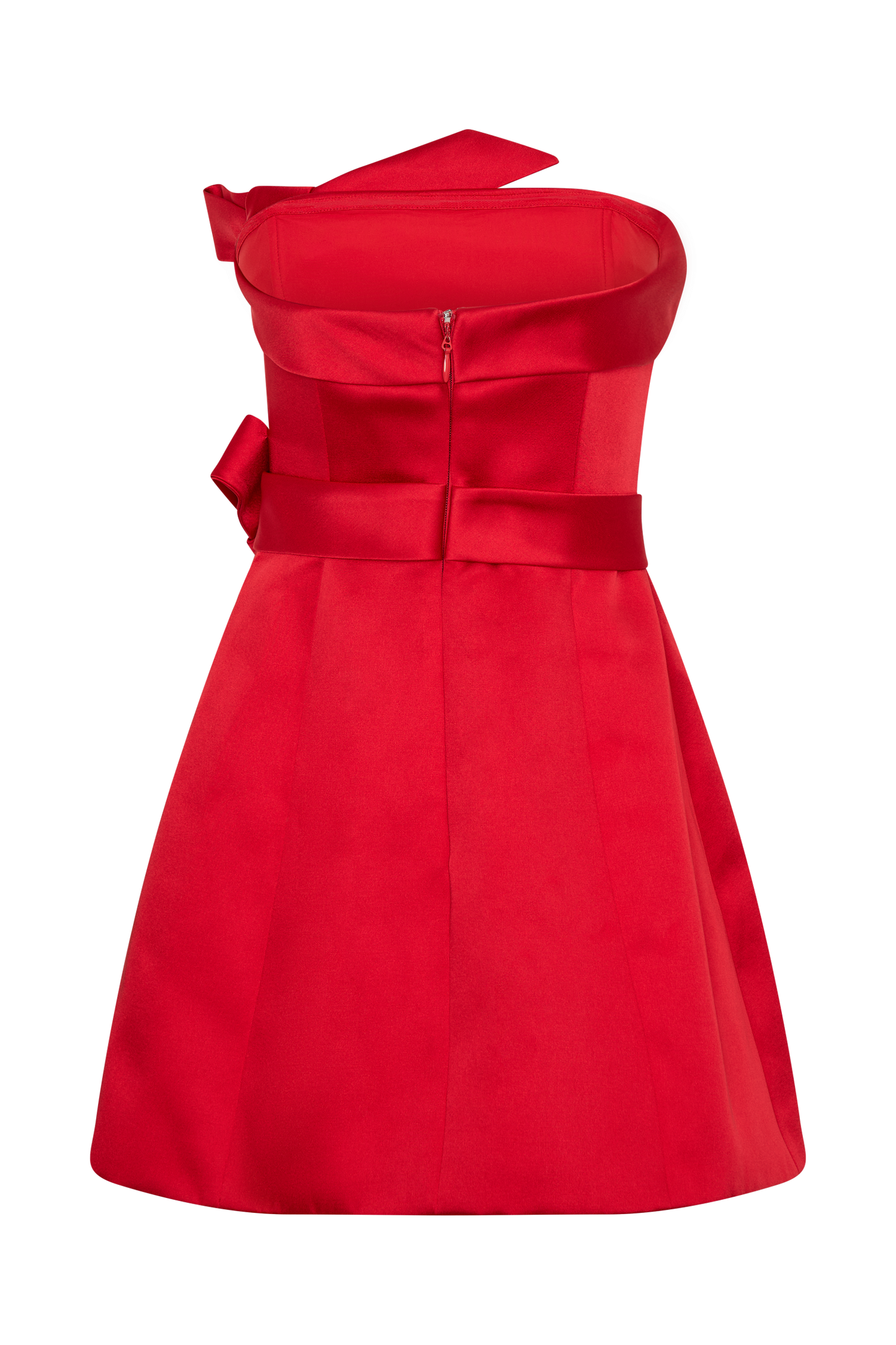 Tatiana Satin Strapless Bow Mini Dress - Red