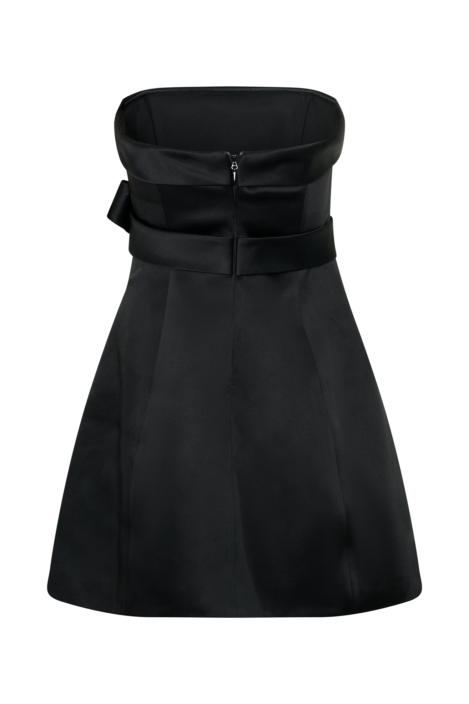 Tatiana Satin Strapless Bow Mini Dress - Black #9