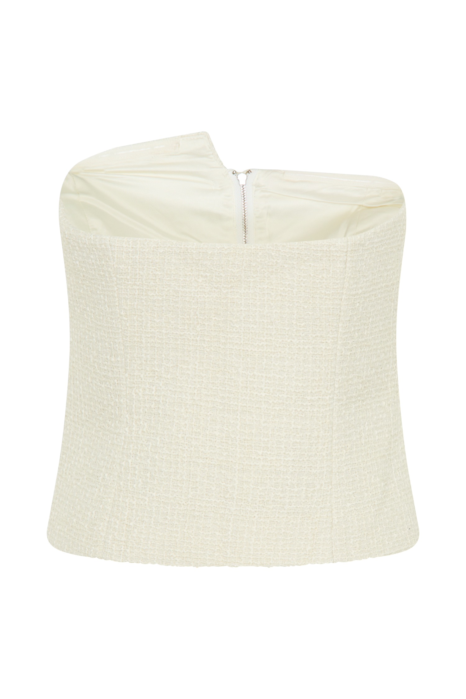 Parker Boucle Strapless Asymmetric Top - Ivory #9