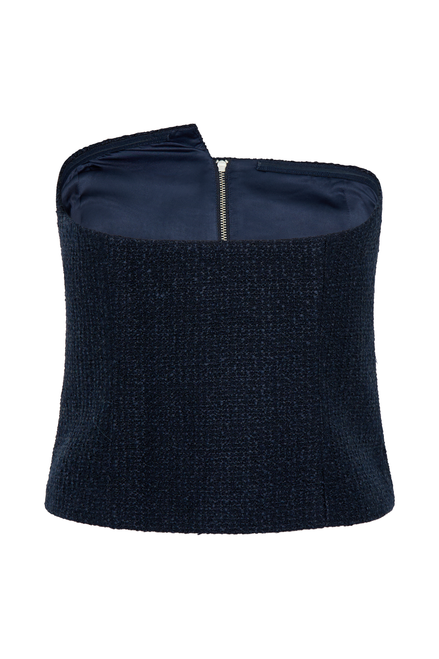 Parker Boucle Strapless Asymmetric Top - Midnight Blue #8