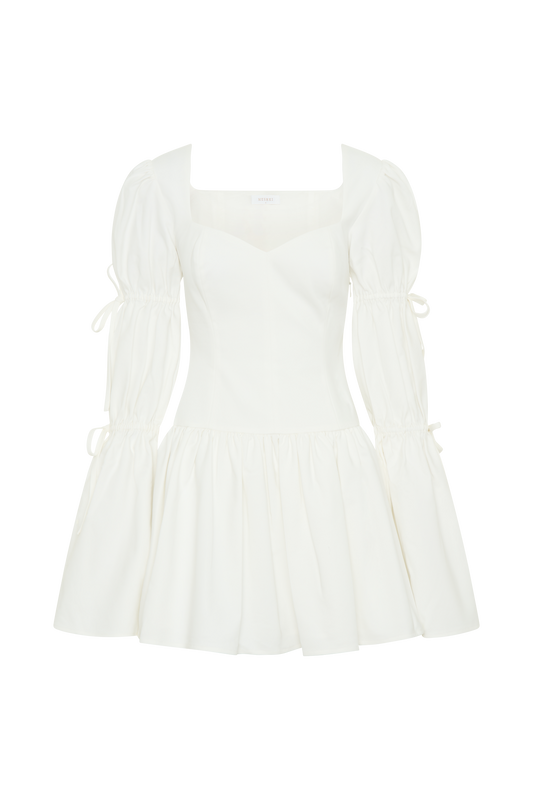 Raine Long Sleeve Cotton Mini Dress - White