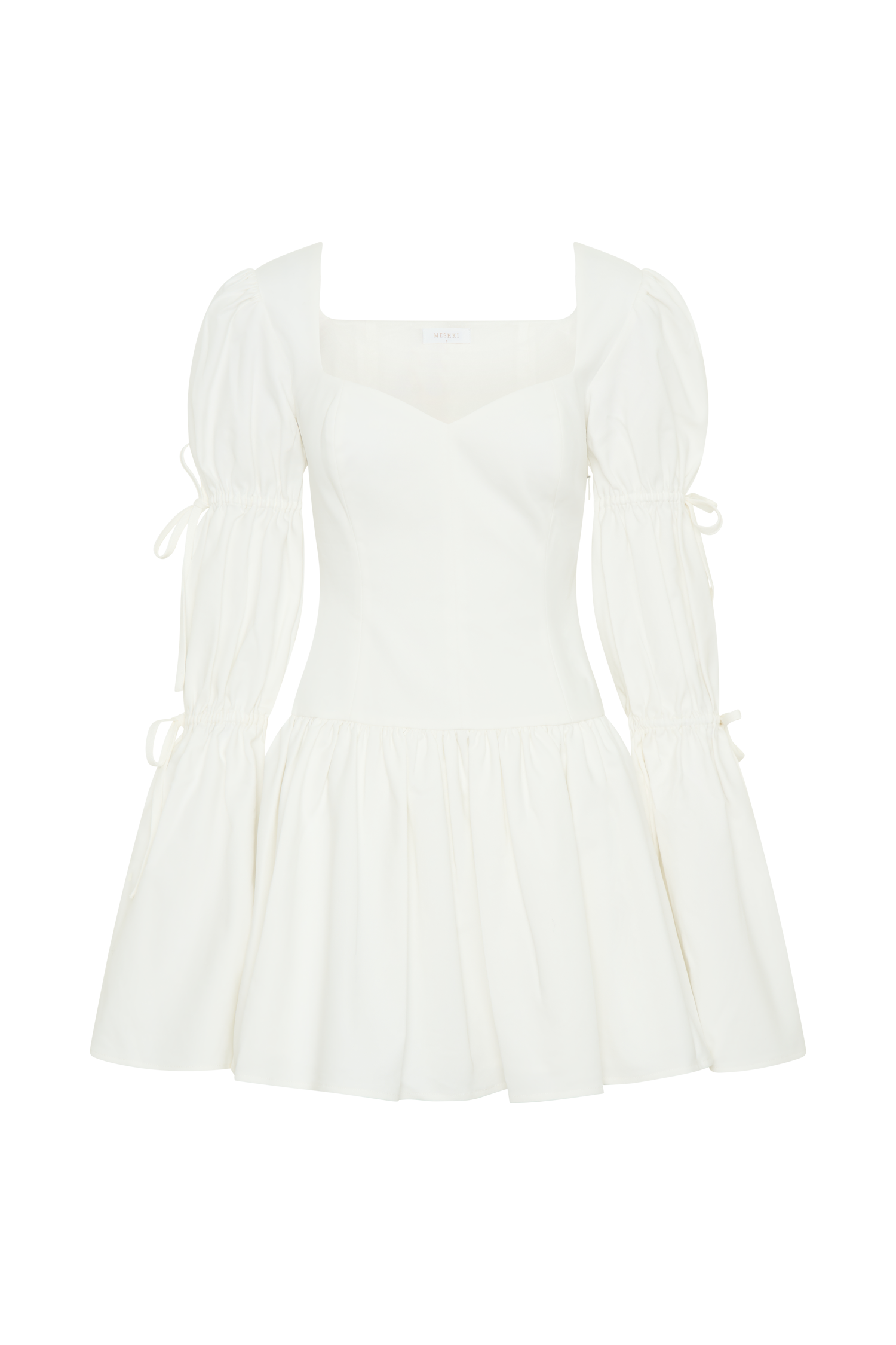 Raine Long Sleeve Cotton Mini Dress - White #7