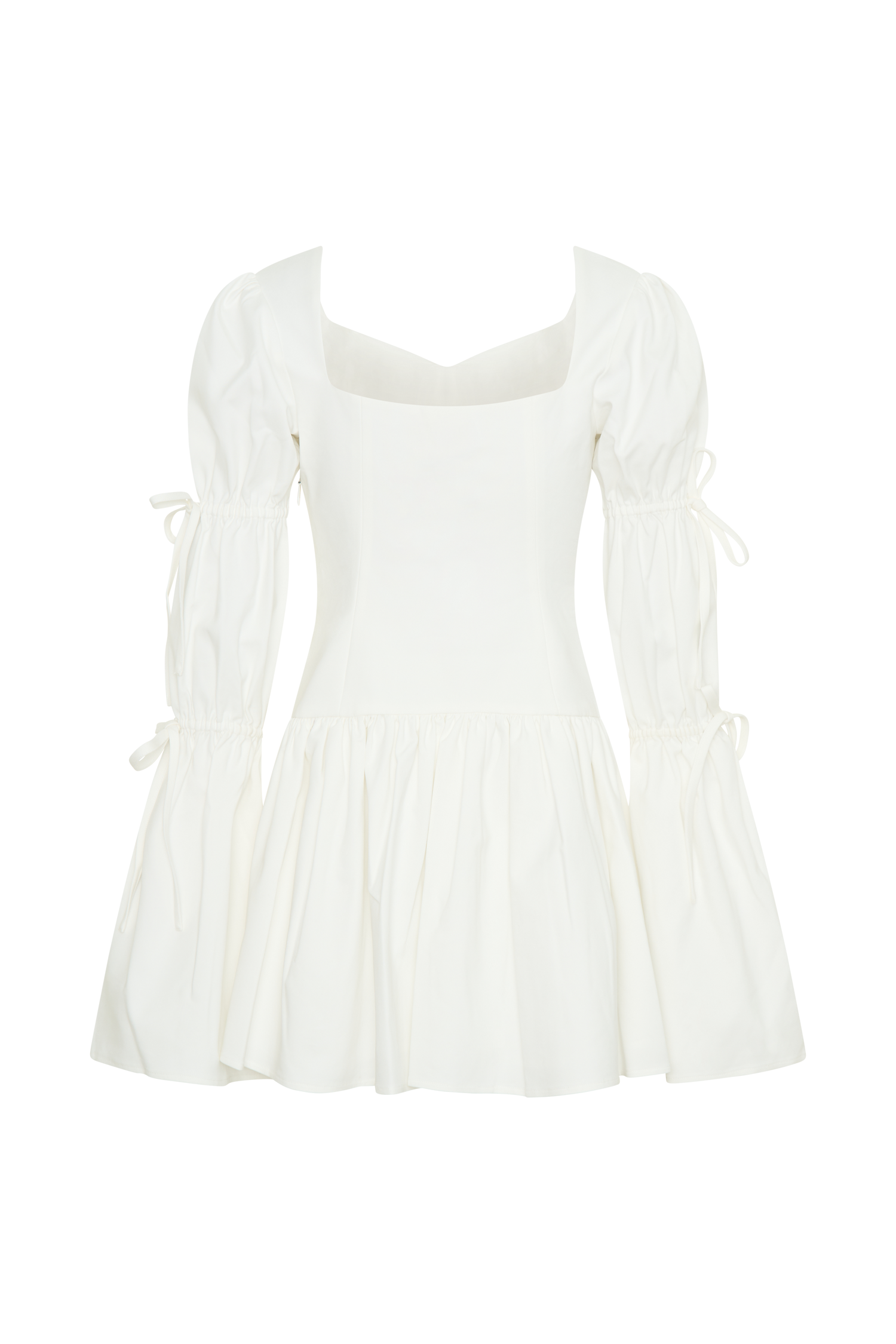 Raine Long Sleeve Cotton Mini Dress - White #6