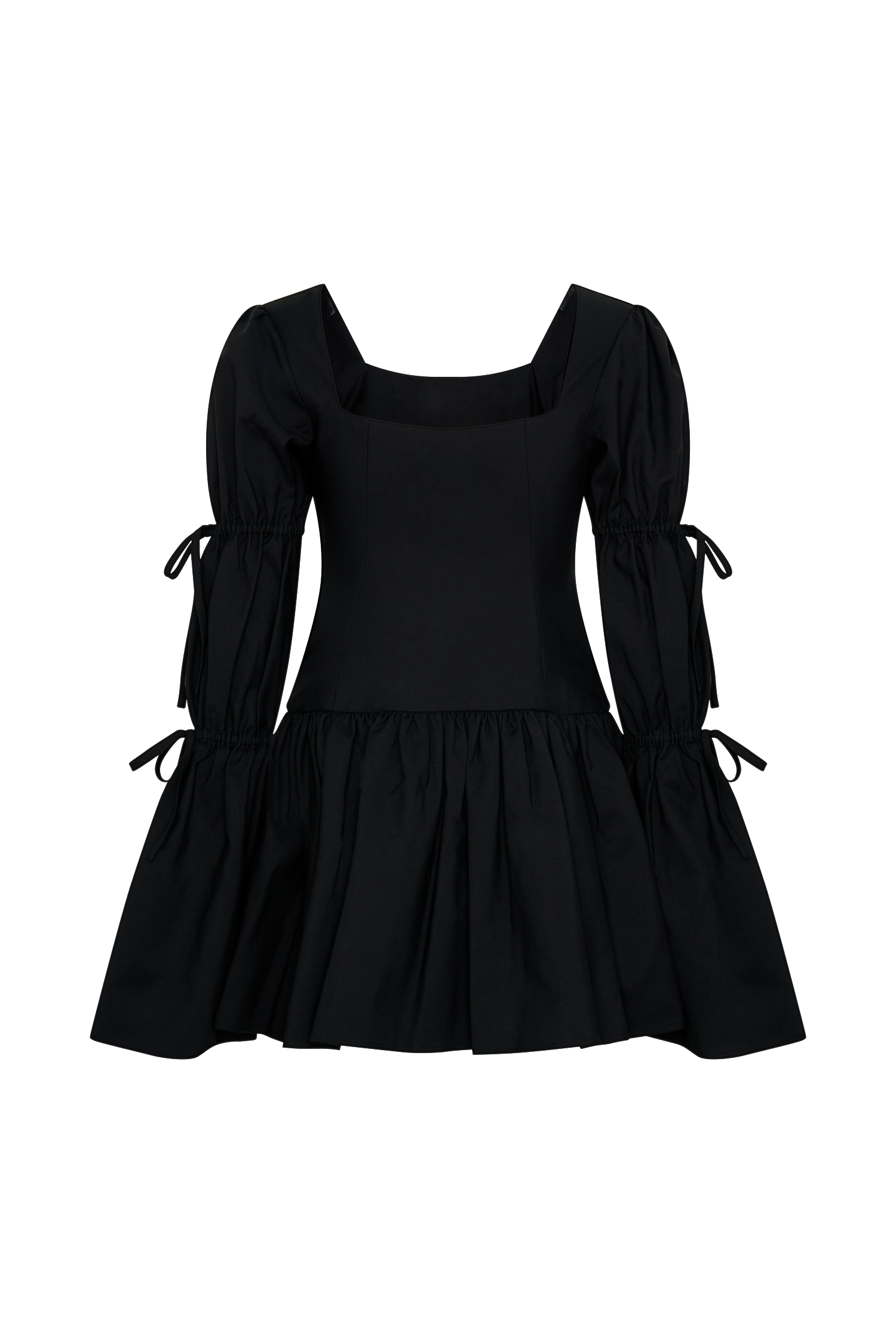 Raine Long Sleeve Cotton Mini Dress - Black #8