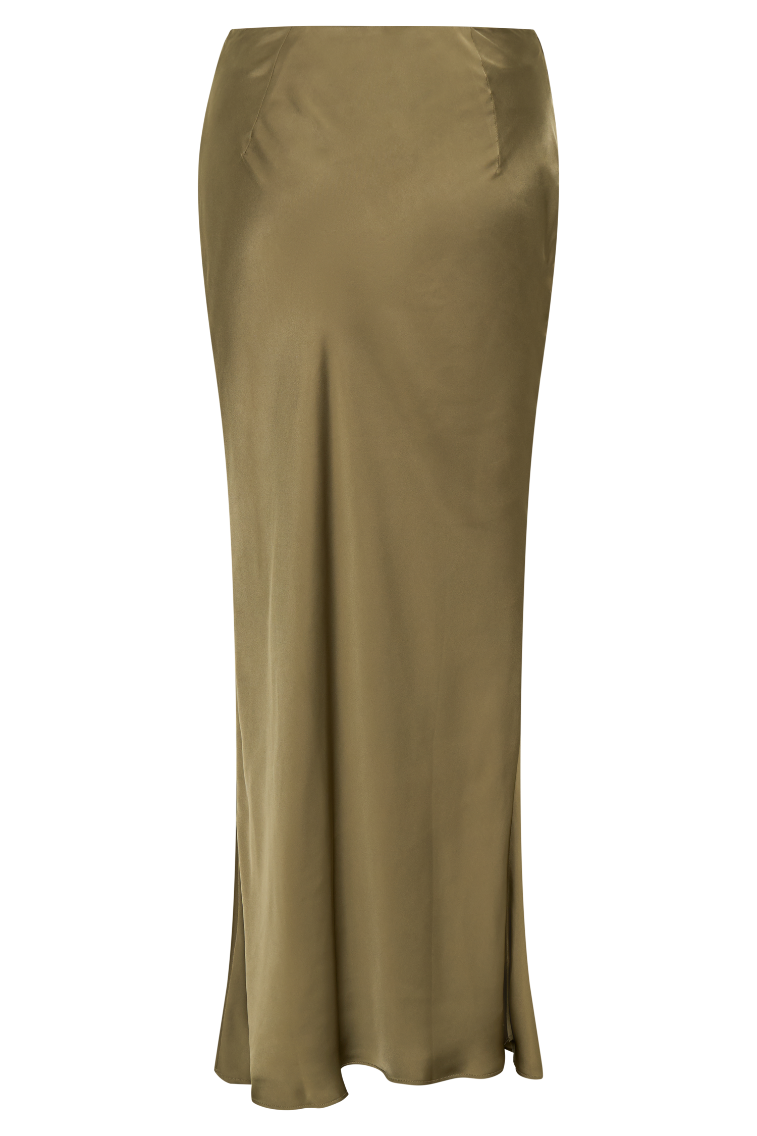Nicola Satin Asymmetric Maxi Skirt - Basil #10