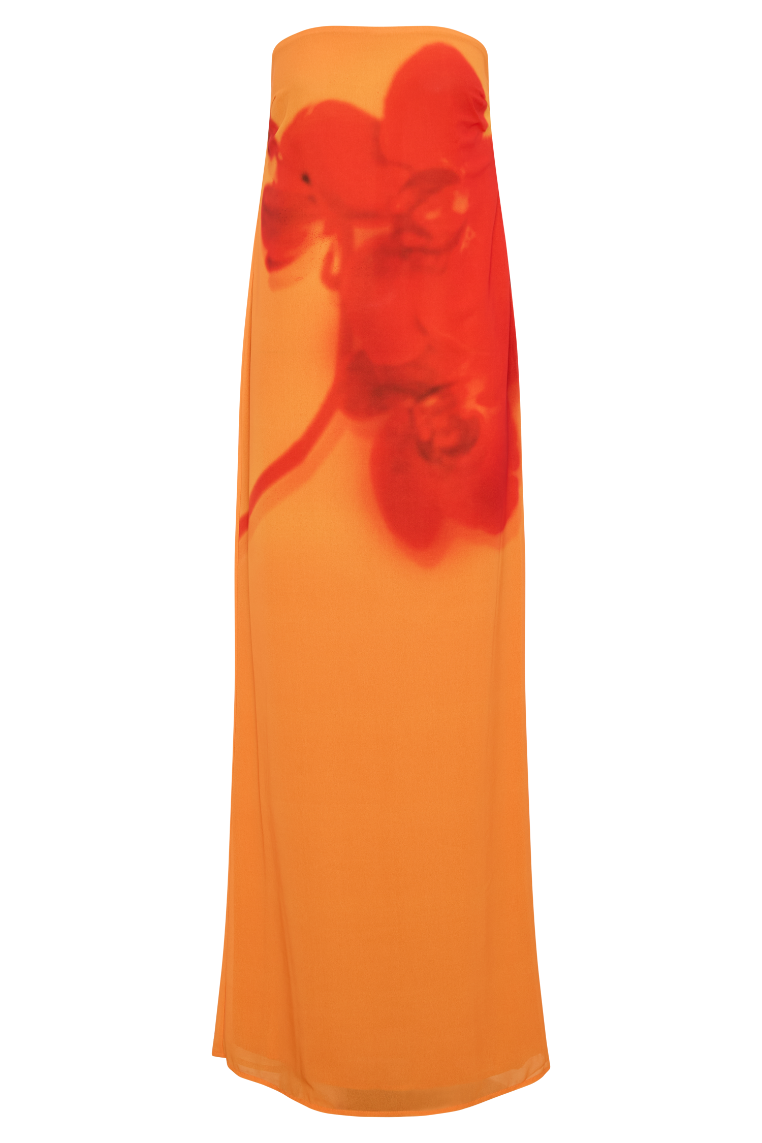 Amaya Strapless Chiffon Maxi Dress - Koi Orchid Print #11