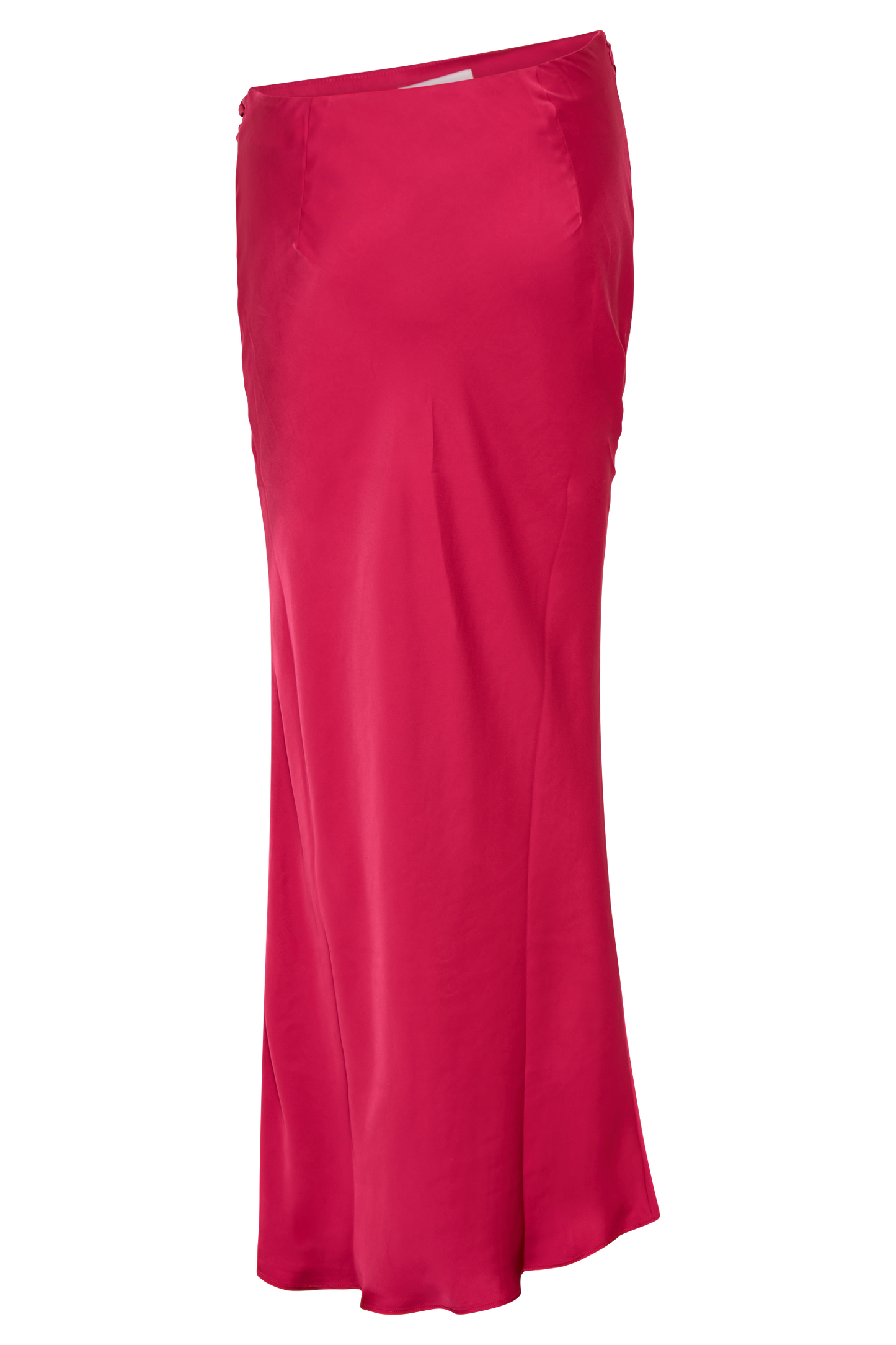 Nicola Satin Asymmetric Maxi Skirt - Pink Cherry