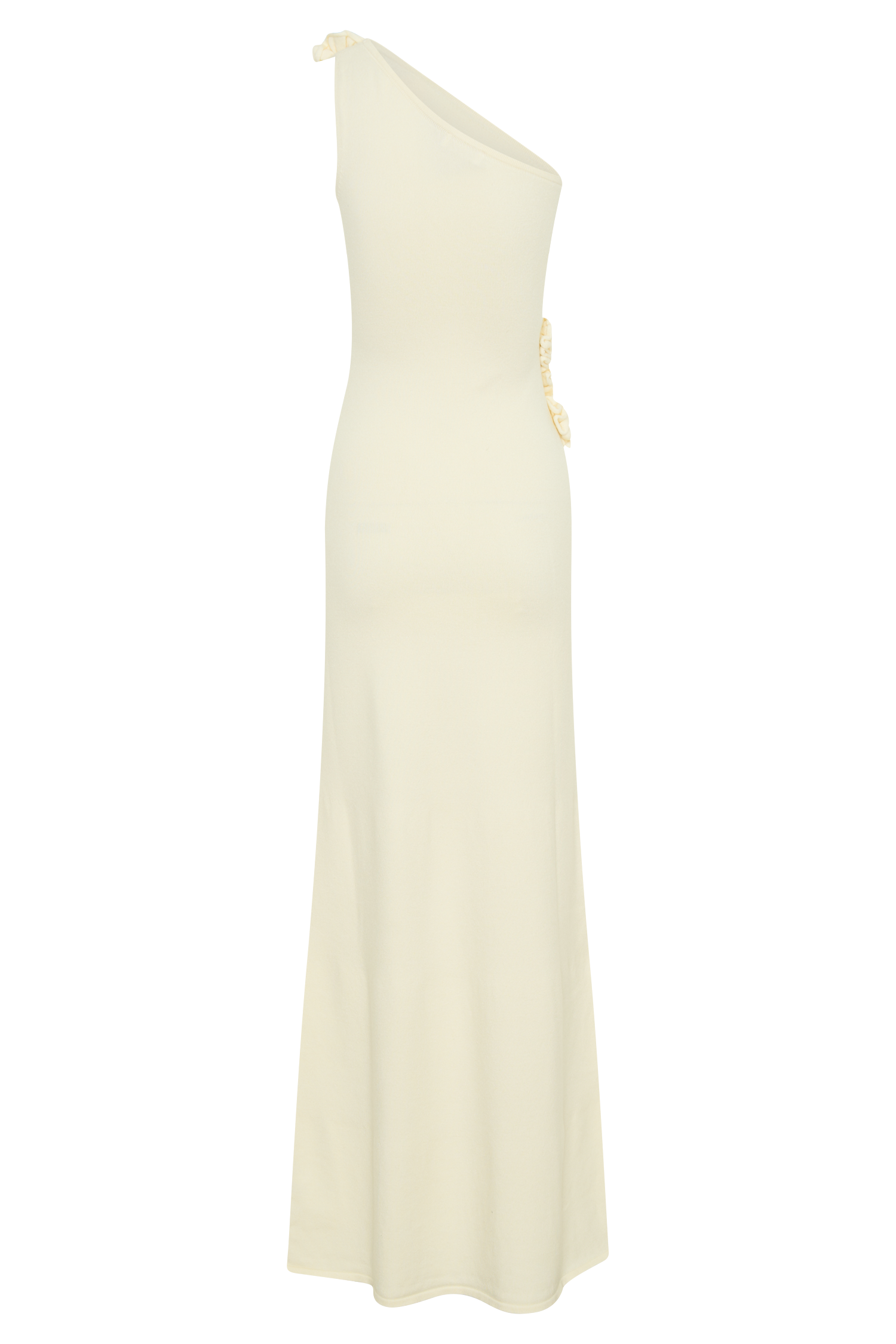 Paloma One Shoulder Knit Maxi Dress With Flowers - Ivory #8