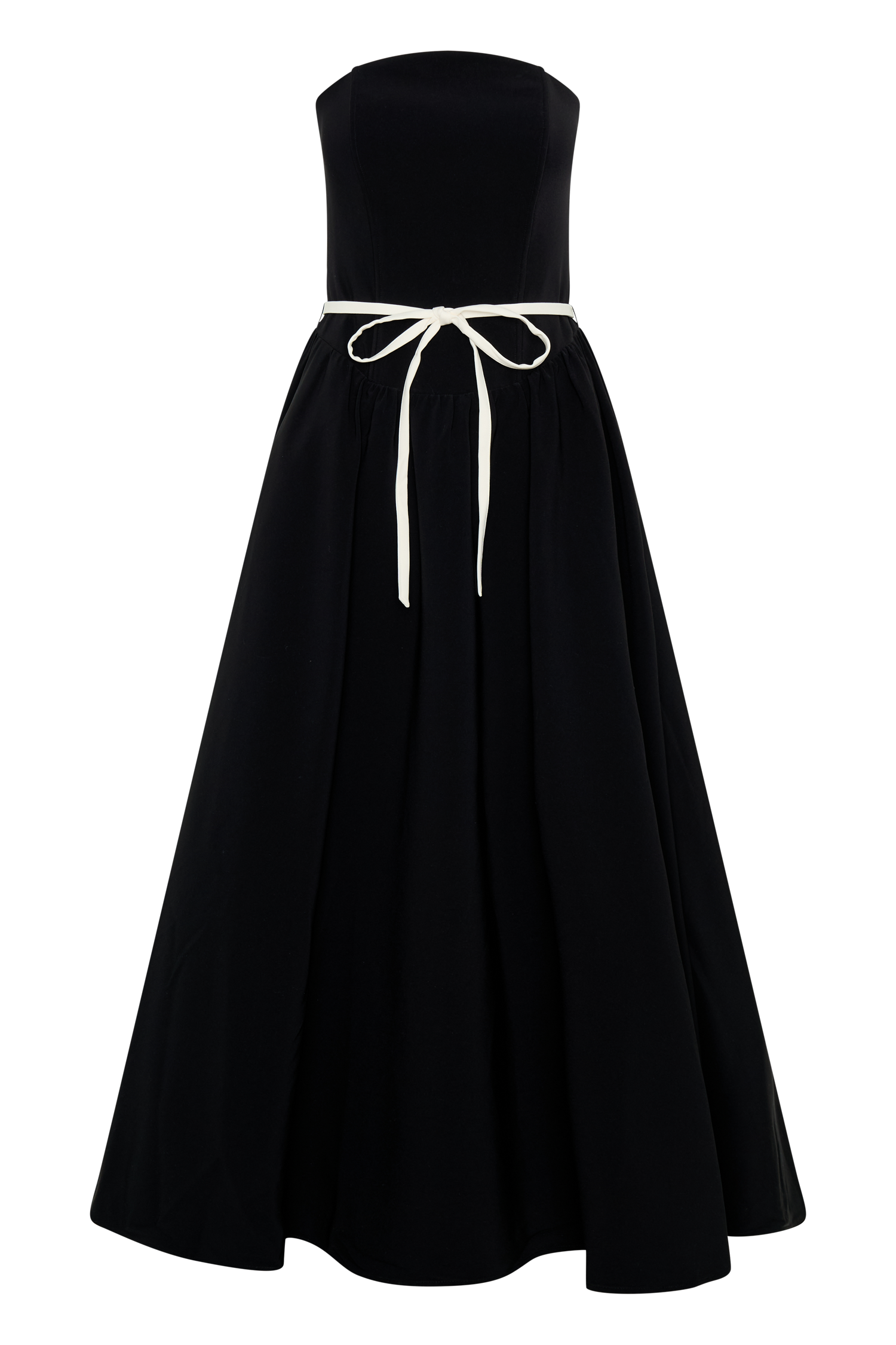 Penny Strapless Contrast Midi Dress - Black & White #9