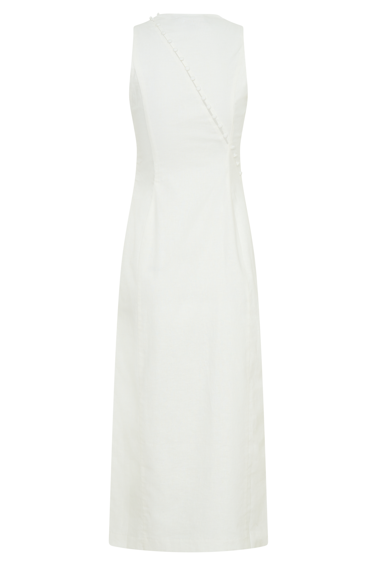 Bronte Linen Button Midi Dress - White