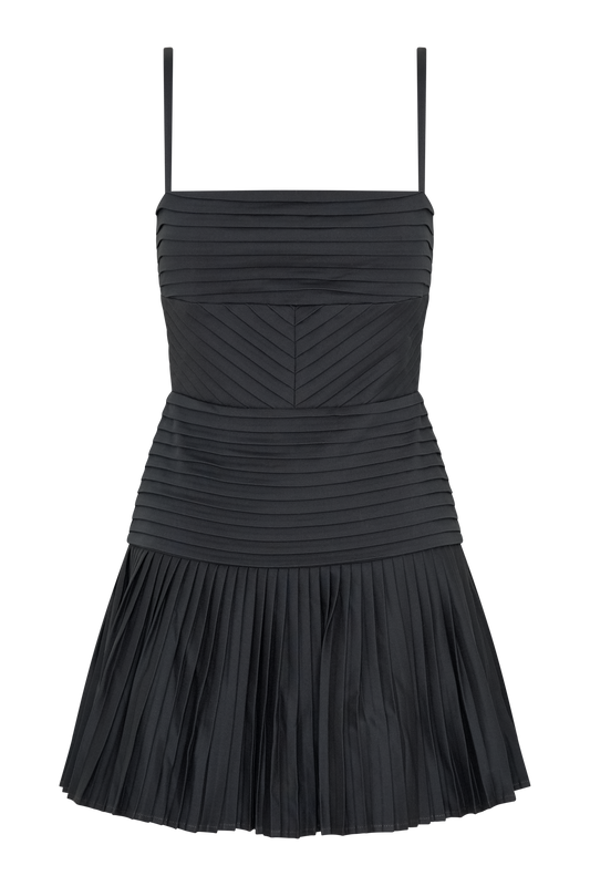 Rylee Multi Pleat Mini Dress - Charcoal