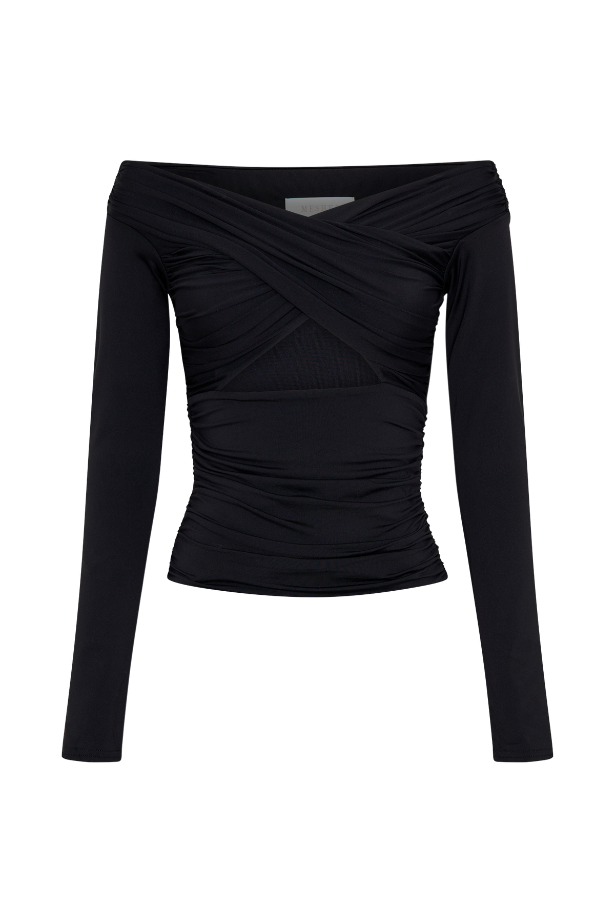 Jaden Off Shoulder Recycled Nylon Top - Black #9