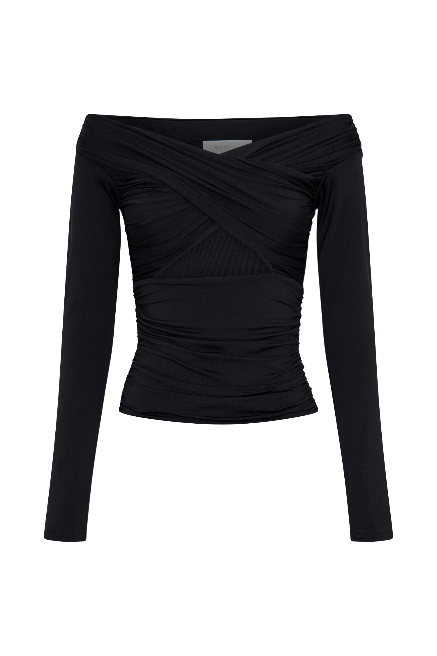 Jaden Off Shoulder Recycled Nylon Top - Black #9