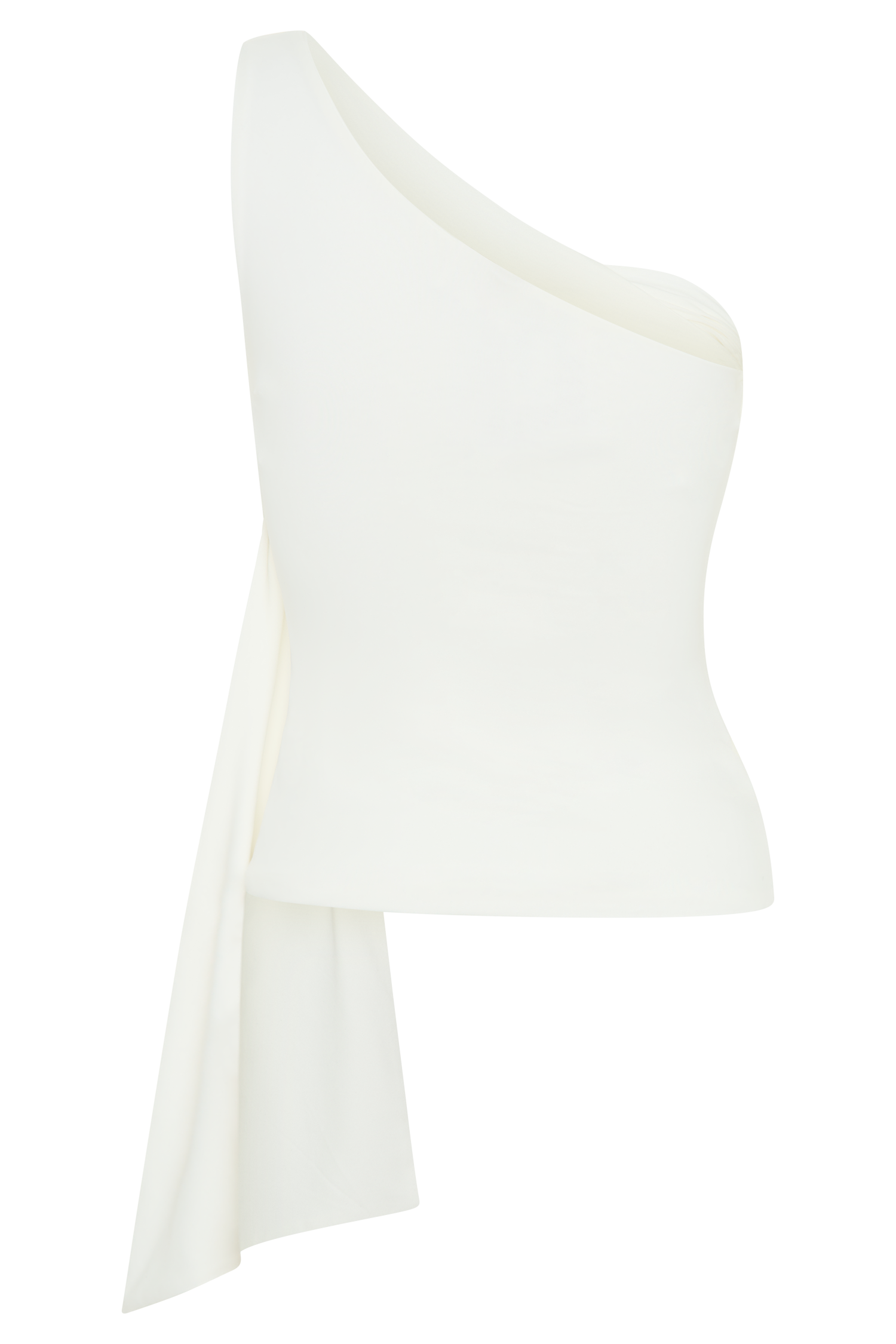 Sera One Shoulder Recycled Nylon Top With Drape - Ivory #7