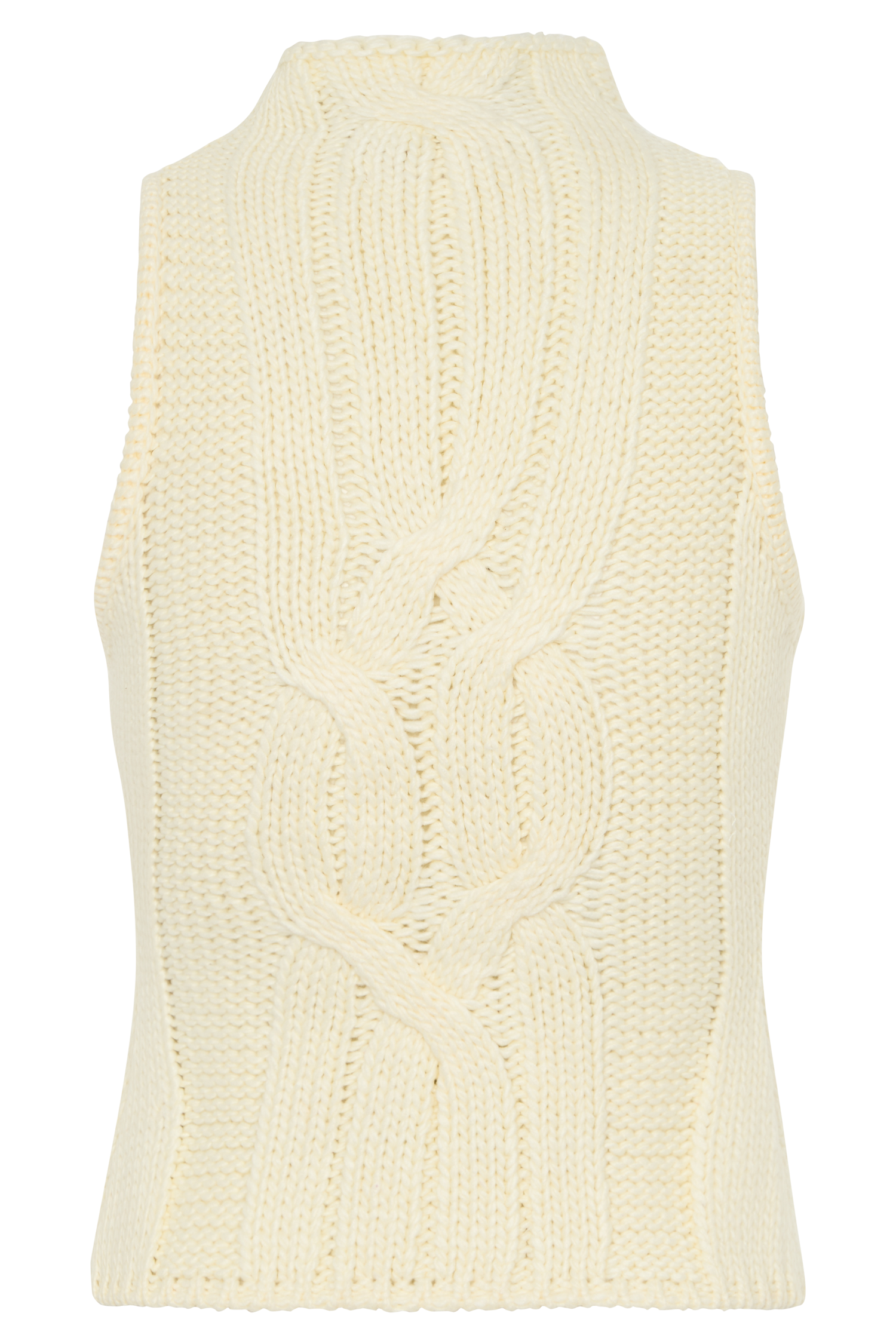 Roberta High Neck Cable Knit Top - Ivory #11