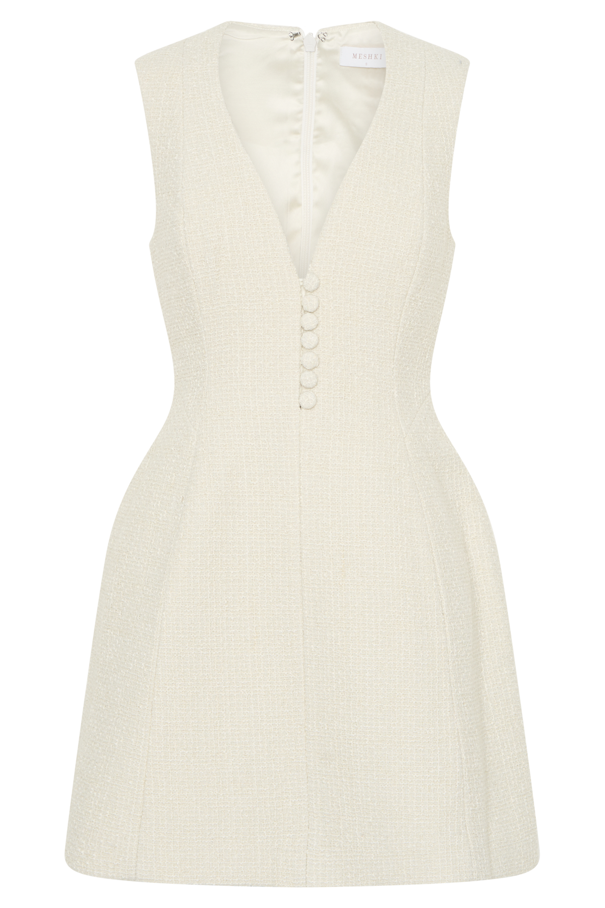 Danna Boucle Mini Dress With Pleats - White