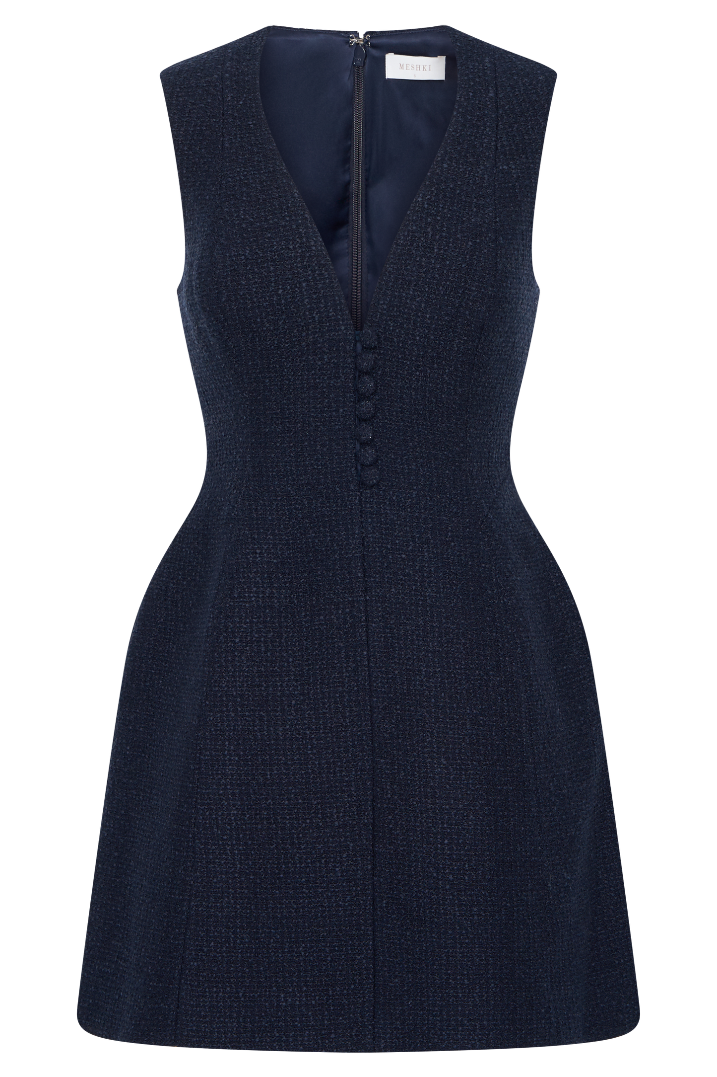 Danna Boucle Mini Dress With Pleats - Midnight Blue