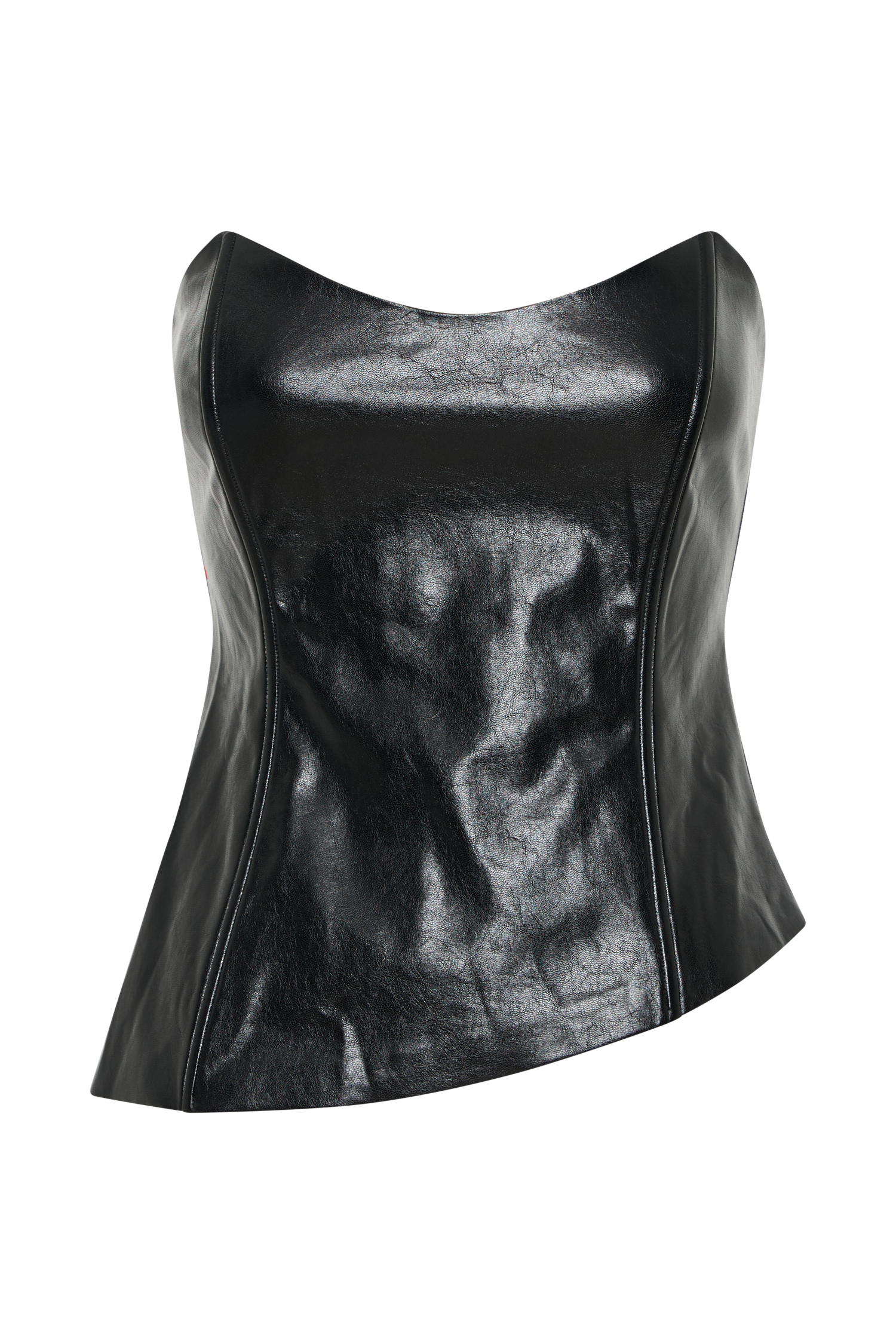 Allana Faux Leather Strapless Top - Black #7
