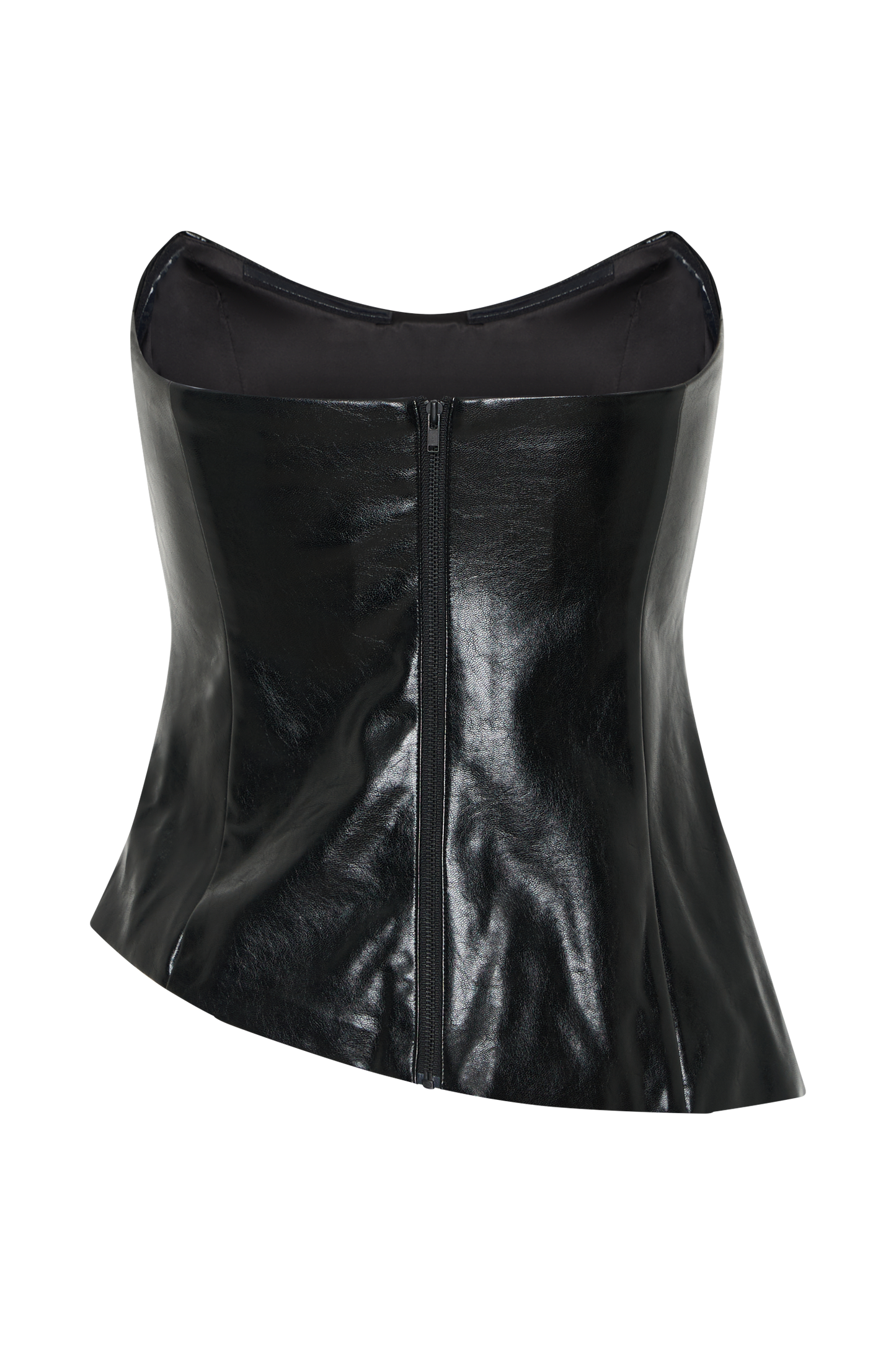 Allana Faux Leather Strapless Top - Black