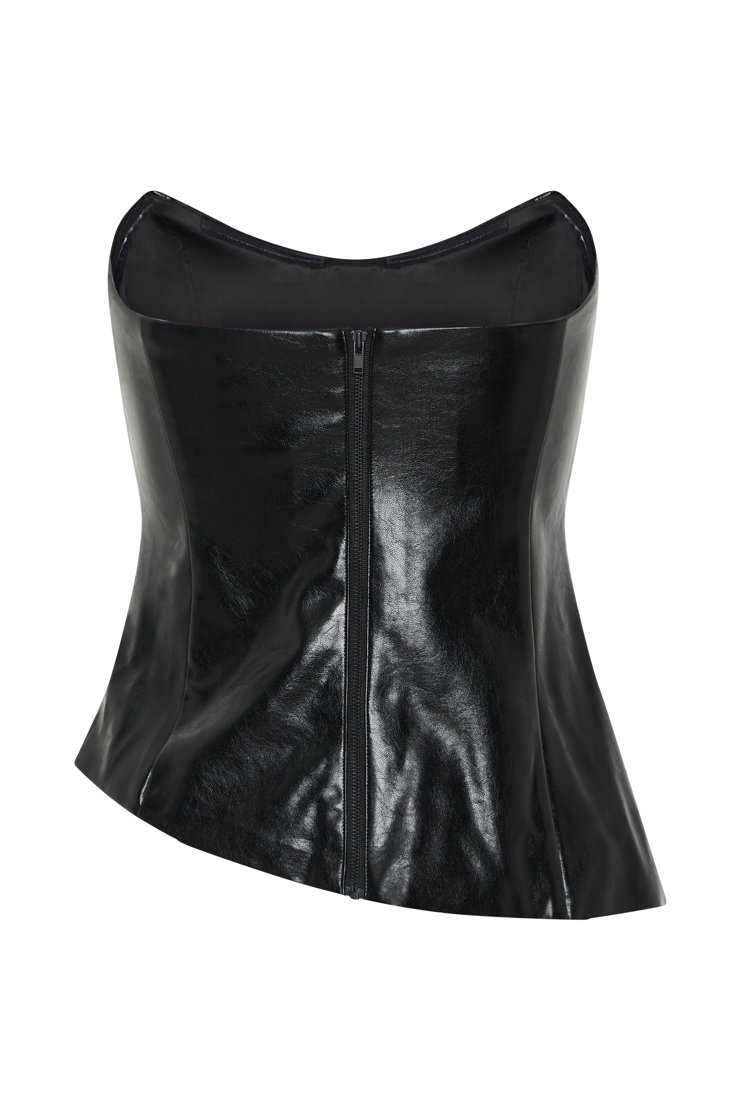 Allana Faux Leather Strapless Top - Black #6
