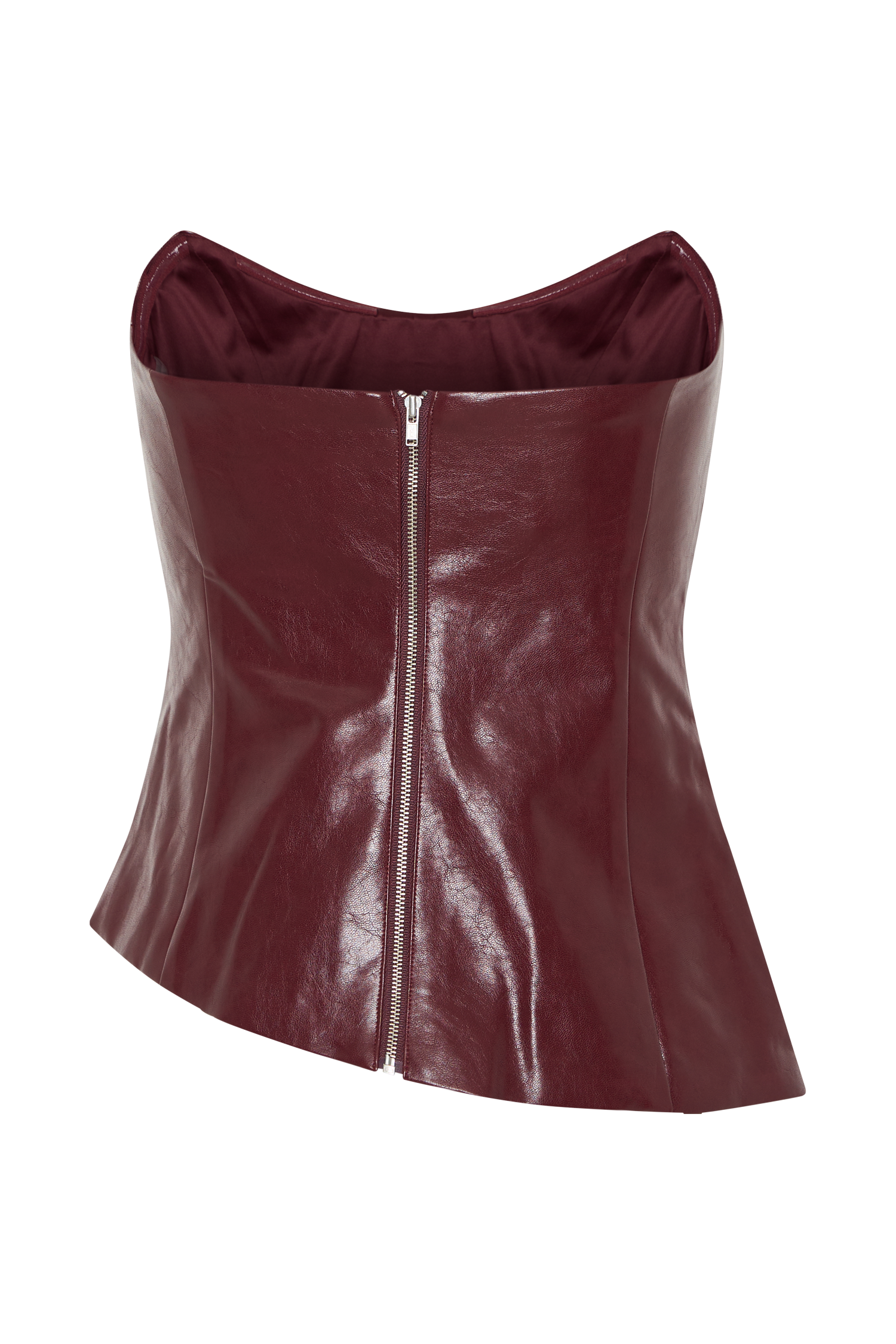 Allana Faux Leather Strapless Top - Cherry Red #8