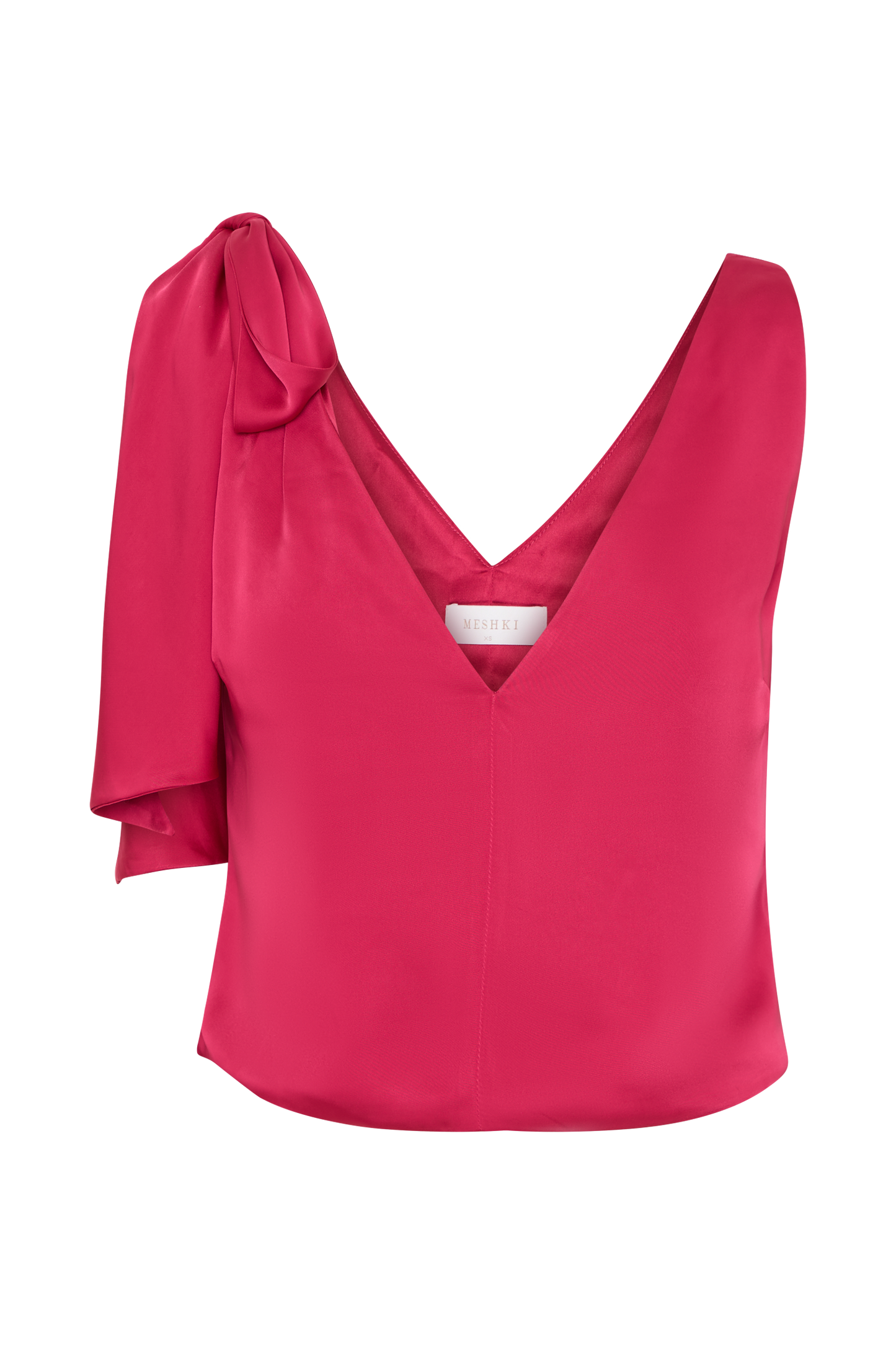 Nicola Satin Tie Sleeveless Top - Pink Cherry