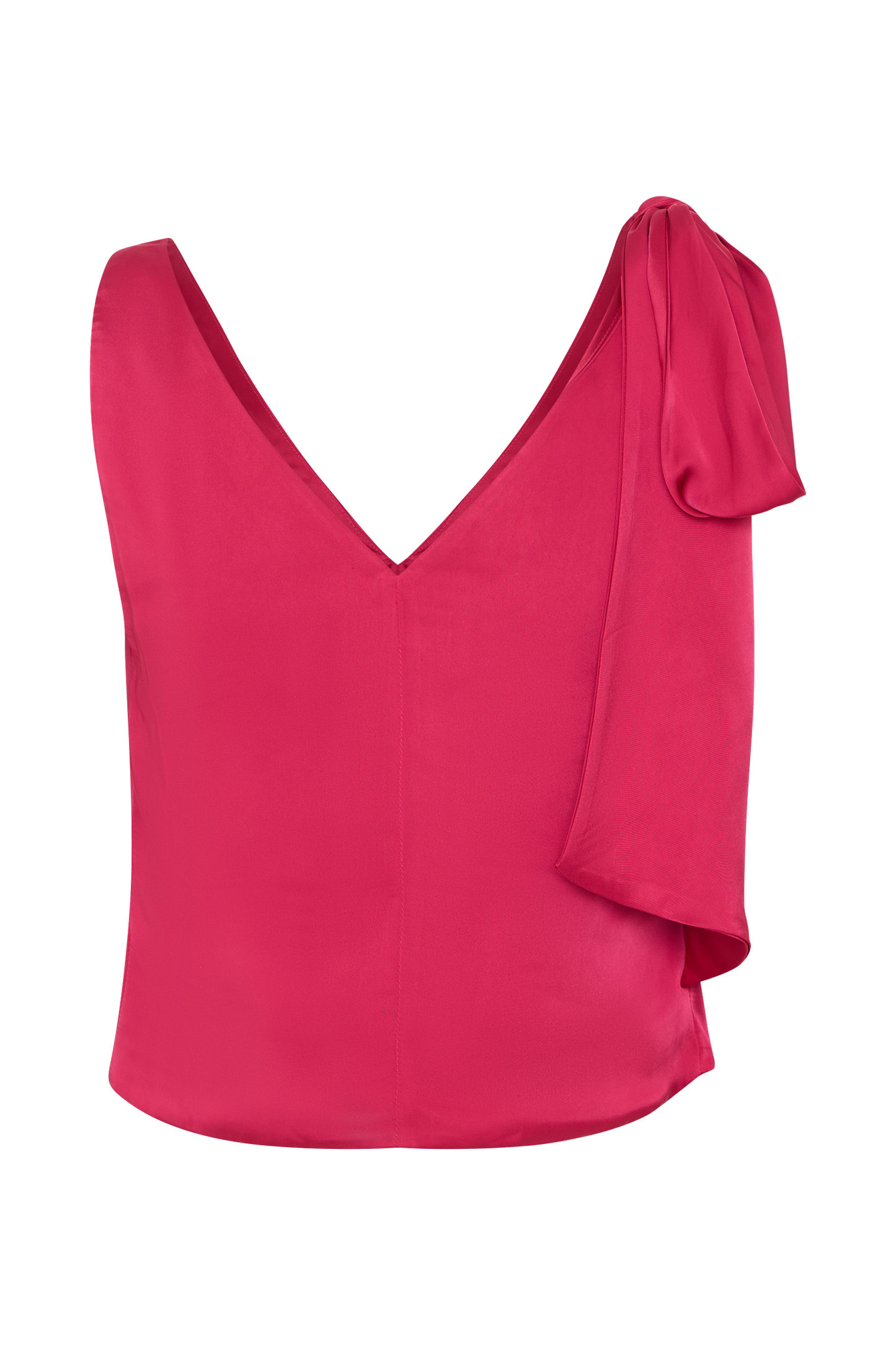 Nicola Satin Tie Sleeveless Top - Pink Cherry