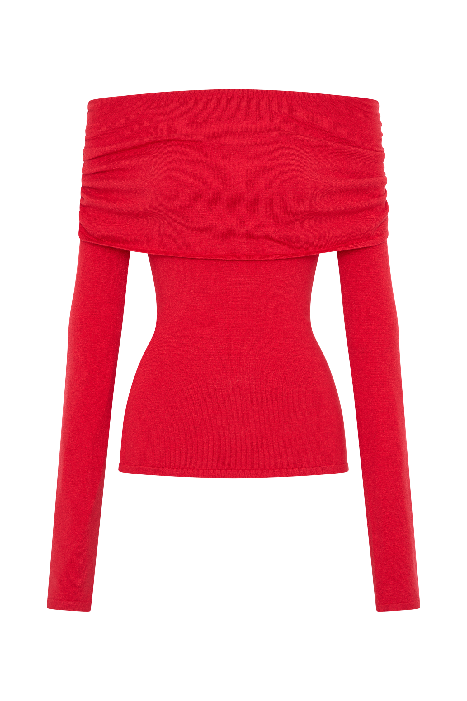 Polly Off Shoulder Long Sleeve Knit Top - Red #10