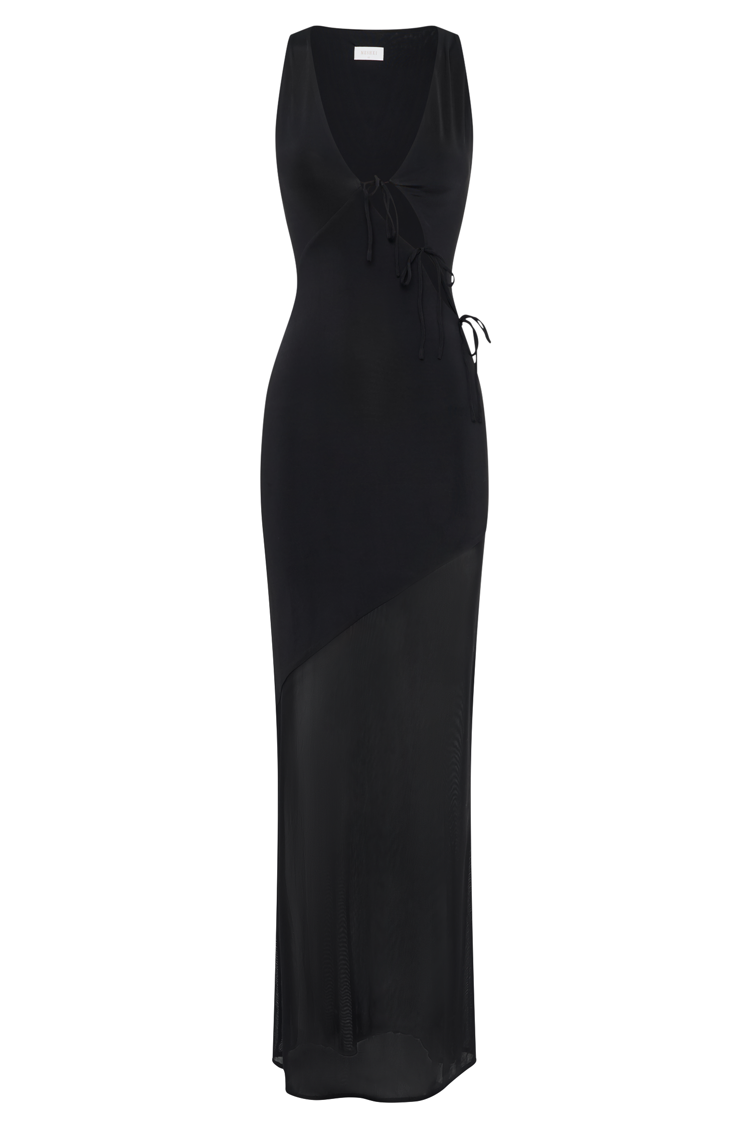 Dove Slinky And Mesh Maxi Dress - Black #9