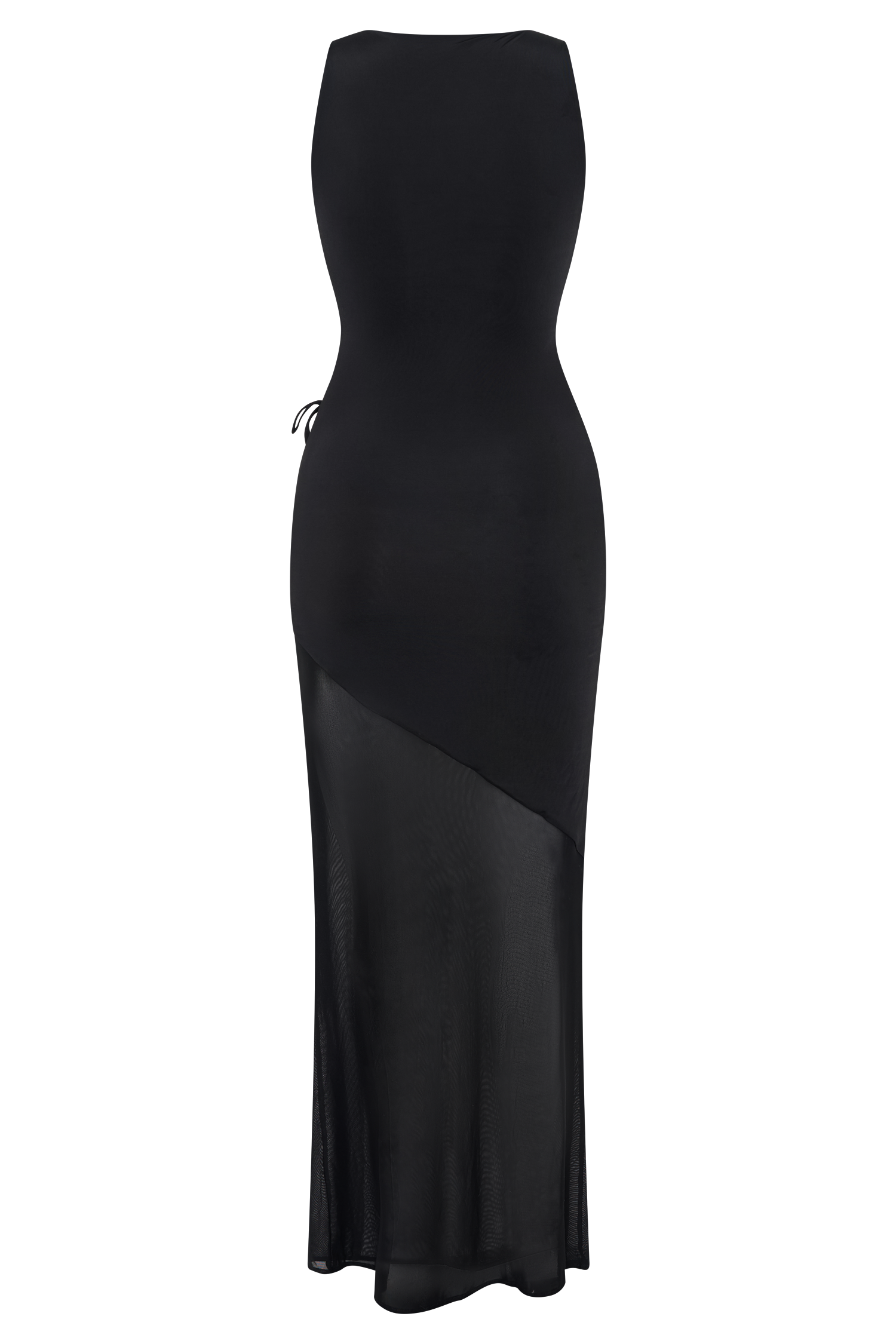 Dove Slinky And Mesh Maxi Dress - Black #8