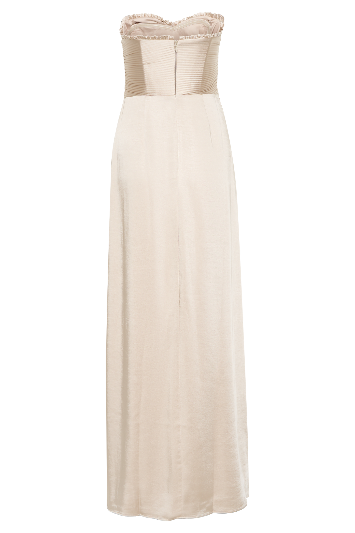 Larissa Satin Maxi Dress With Ruched Petals - Blush Gold